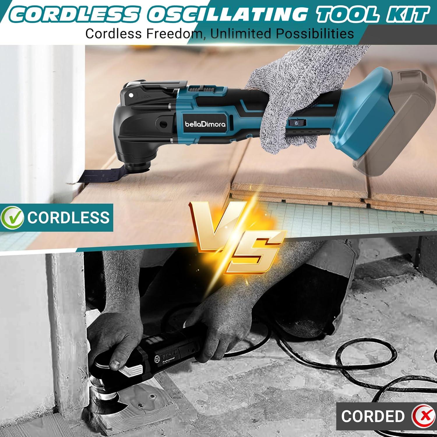 Herramienta Oscilante Inalámbrica BellaDimora 18V 6 Velocidades