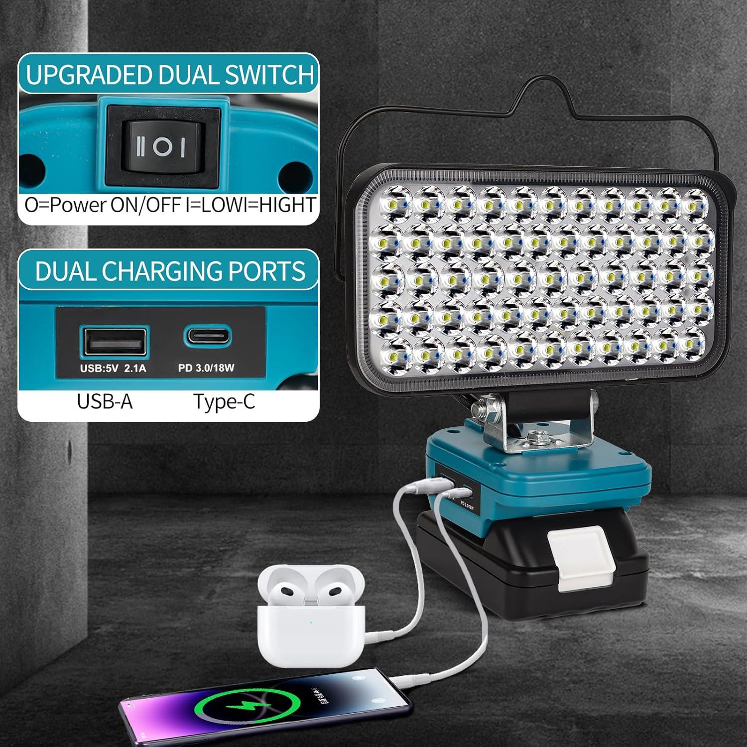 Luz de Trabajo LED Inalámbrica Makita 18V 10600LM Carga Rápida