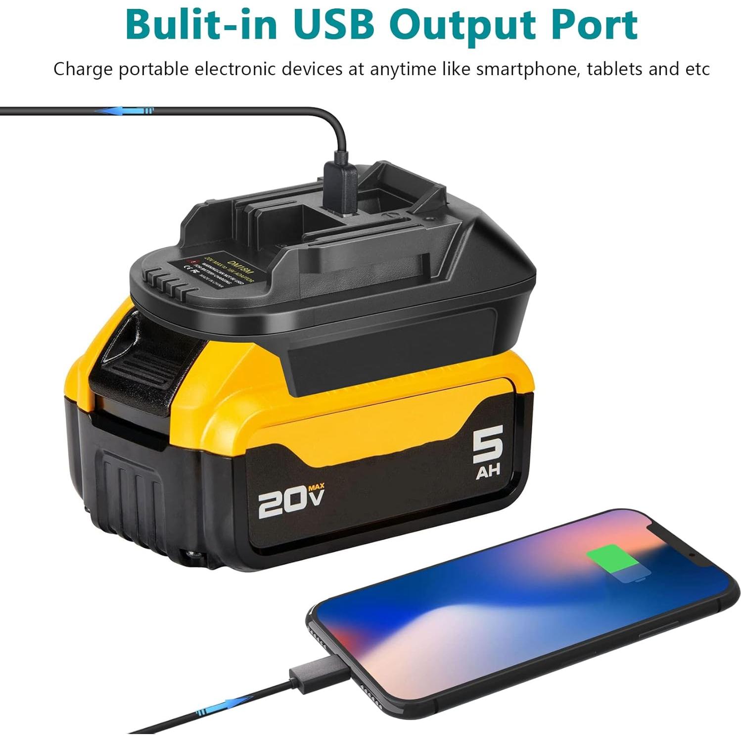 Adaptador de Batería KUNLUN DM18M para Makita 18V con USB