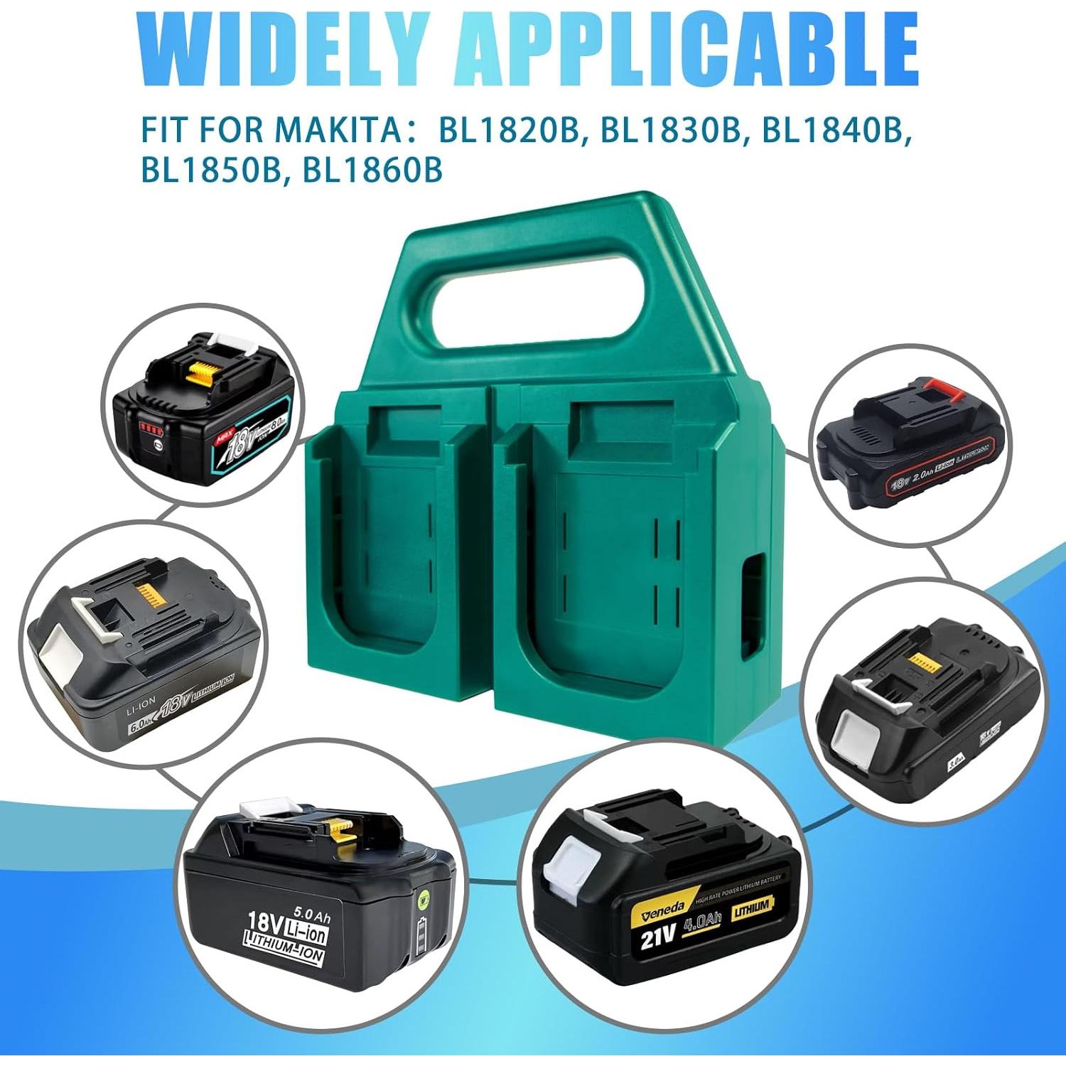 Soporte de Batería Kxufoae 4 Ranuras para Makita 18V - Organizador Portátil