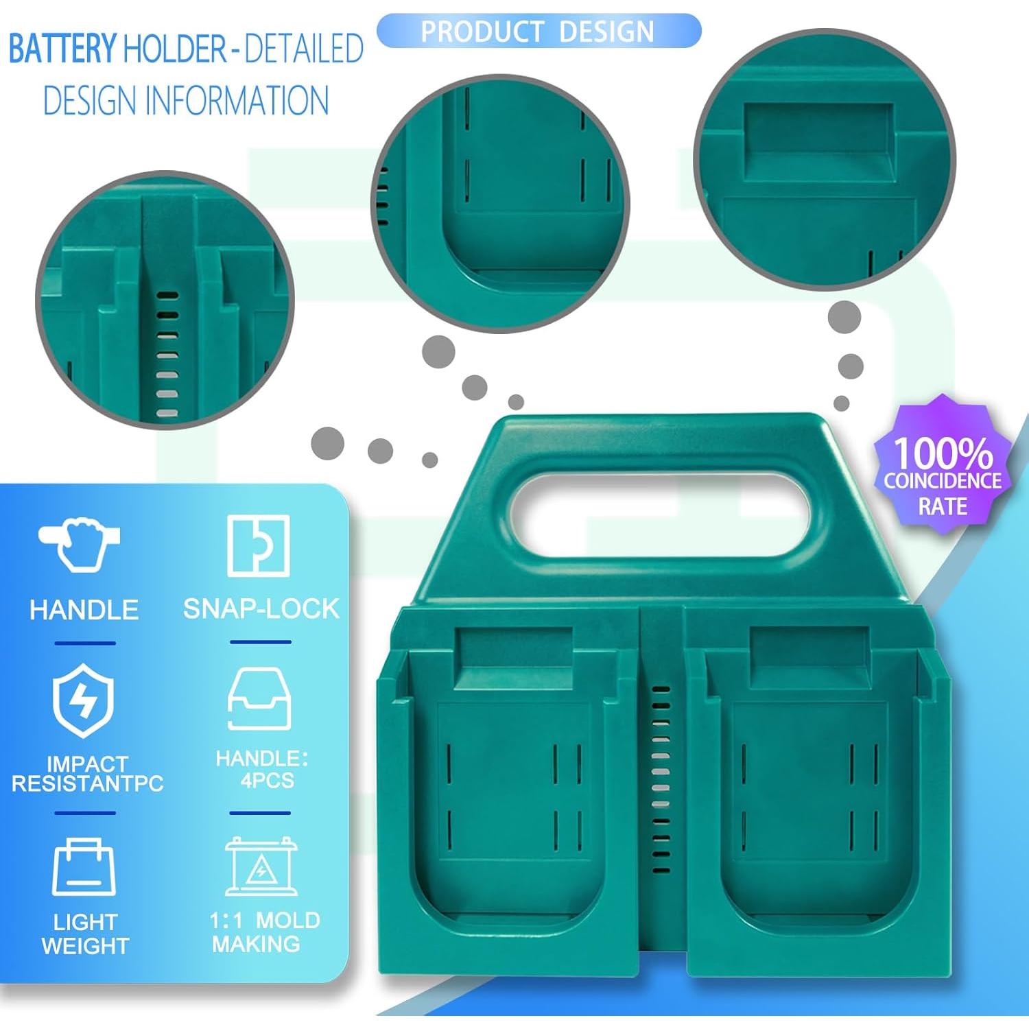 Soporte de Batería Kxufoae 4 Ranuras para Makita 18V - Organizador Portátil