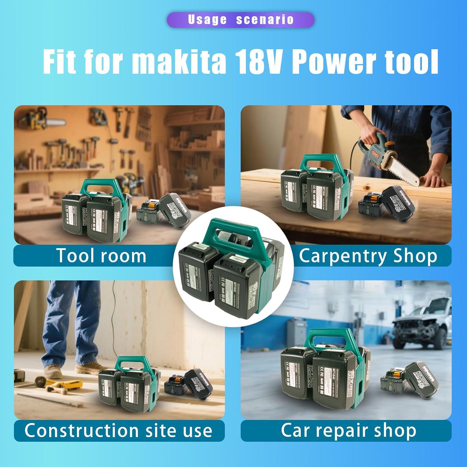 Soporte de Batería Kxufoae 4 Ranuras para Makita 18V - Organizador Portátil