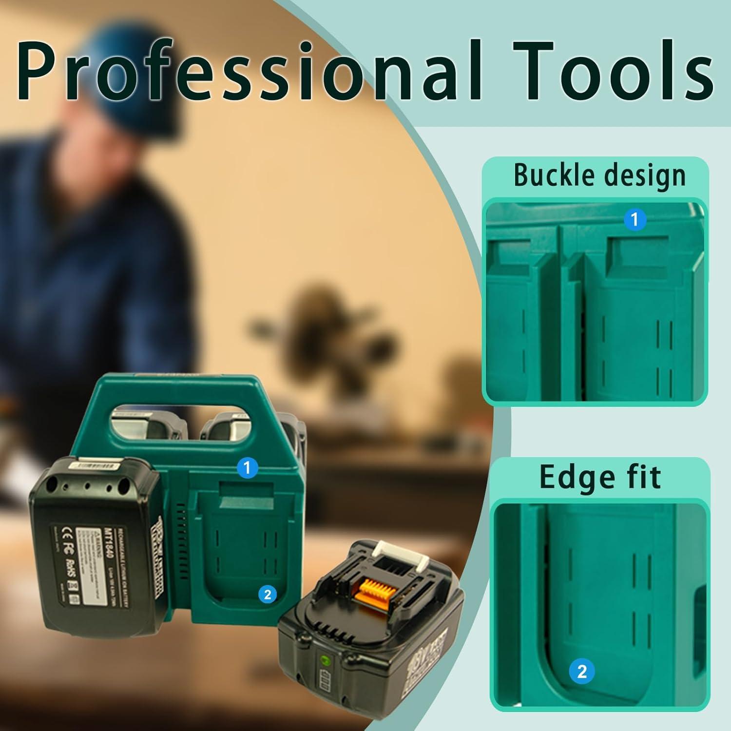 Soporte de Batería Kxufoae 4 Ranuras para Makita 18V - Organizador Portátil