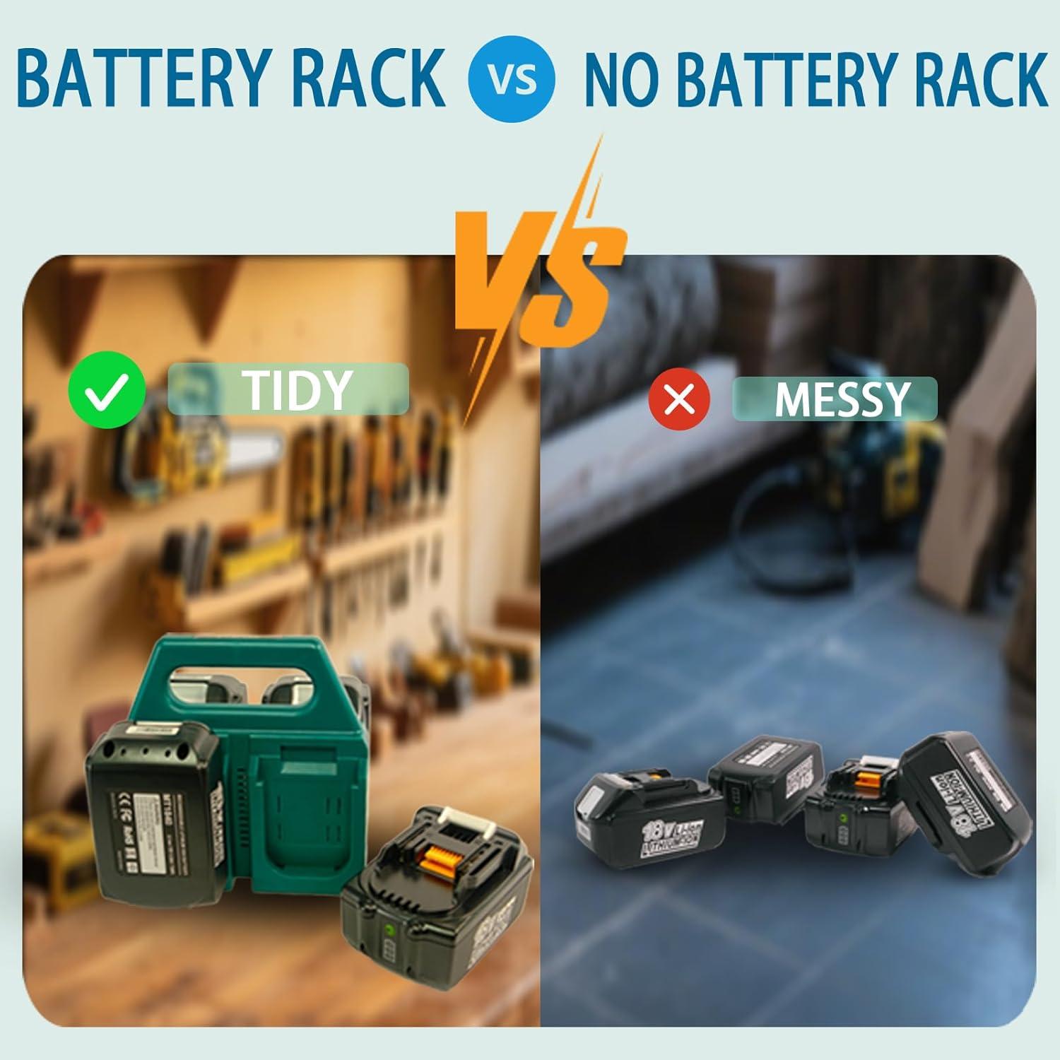 Soporte de Batería Kxufoae 4 Ranuras para Makita 18V - Organizador Portátil