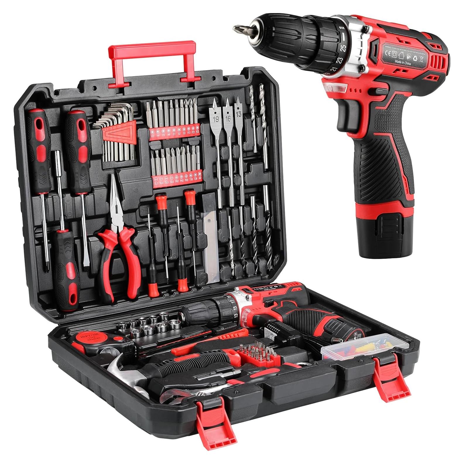 Kit de Herramientas TLGREEN 12V con Taladro Inalámbrico y Brocas