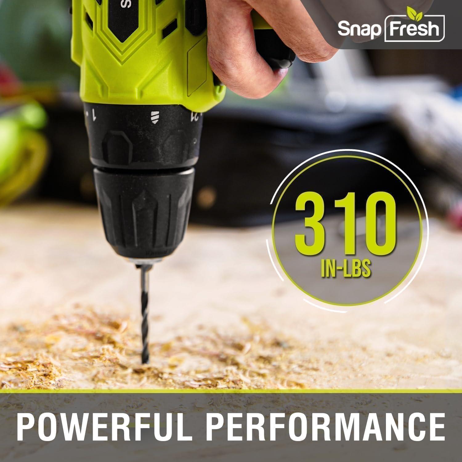 Taladro Inalámbrico SnapFresh 20V con 43 Accesorios y Cargador