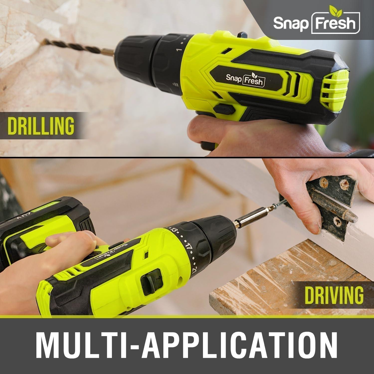Taladro Inalámbrico SnapFresh 20V con 43 Accesorios y Cargador