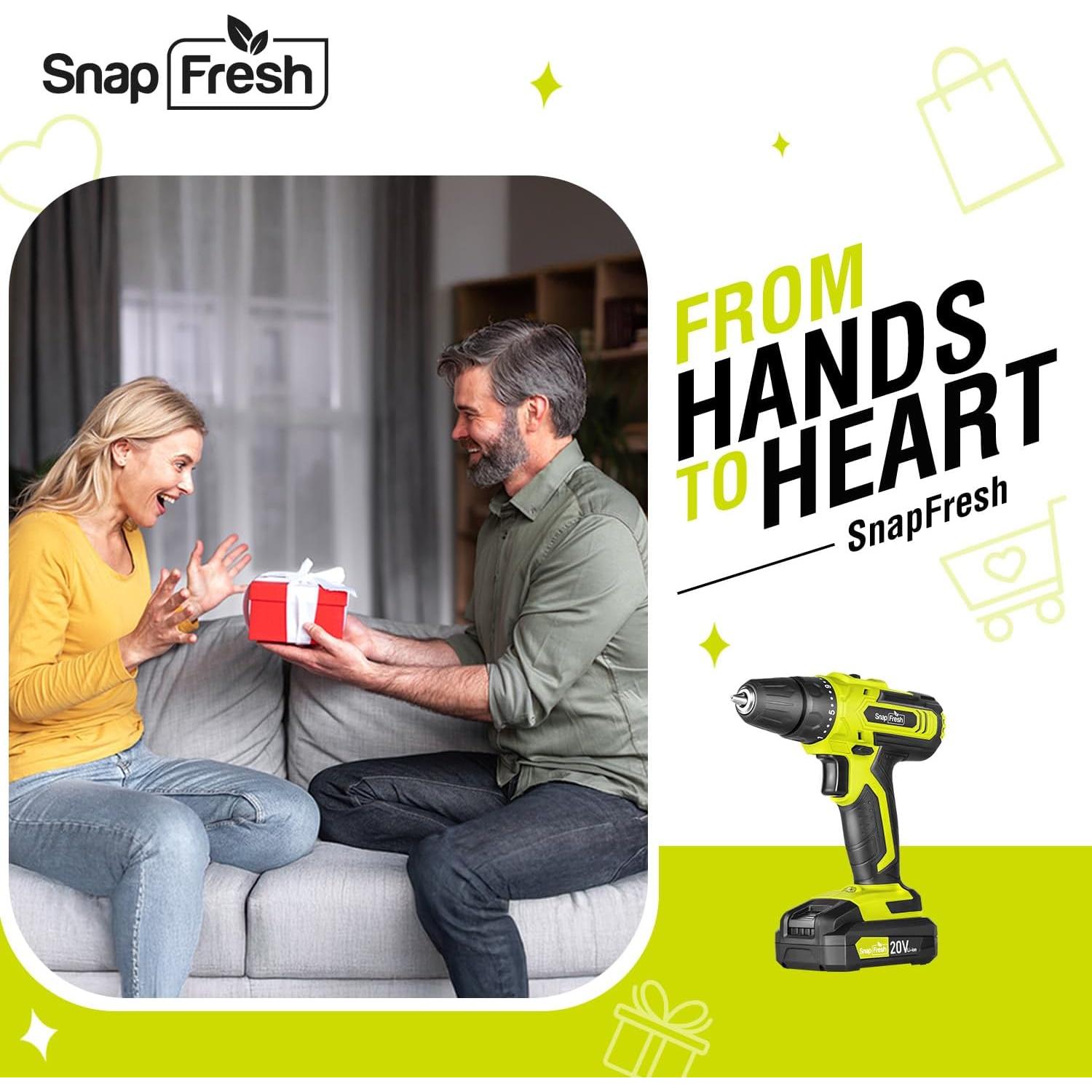 Taladro Inalámbrico SnapFresh 20V con 43 Accesorios y Cargador