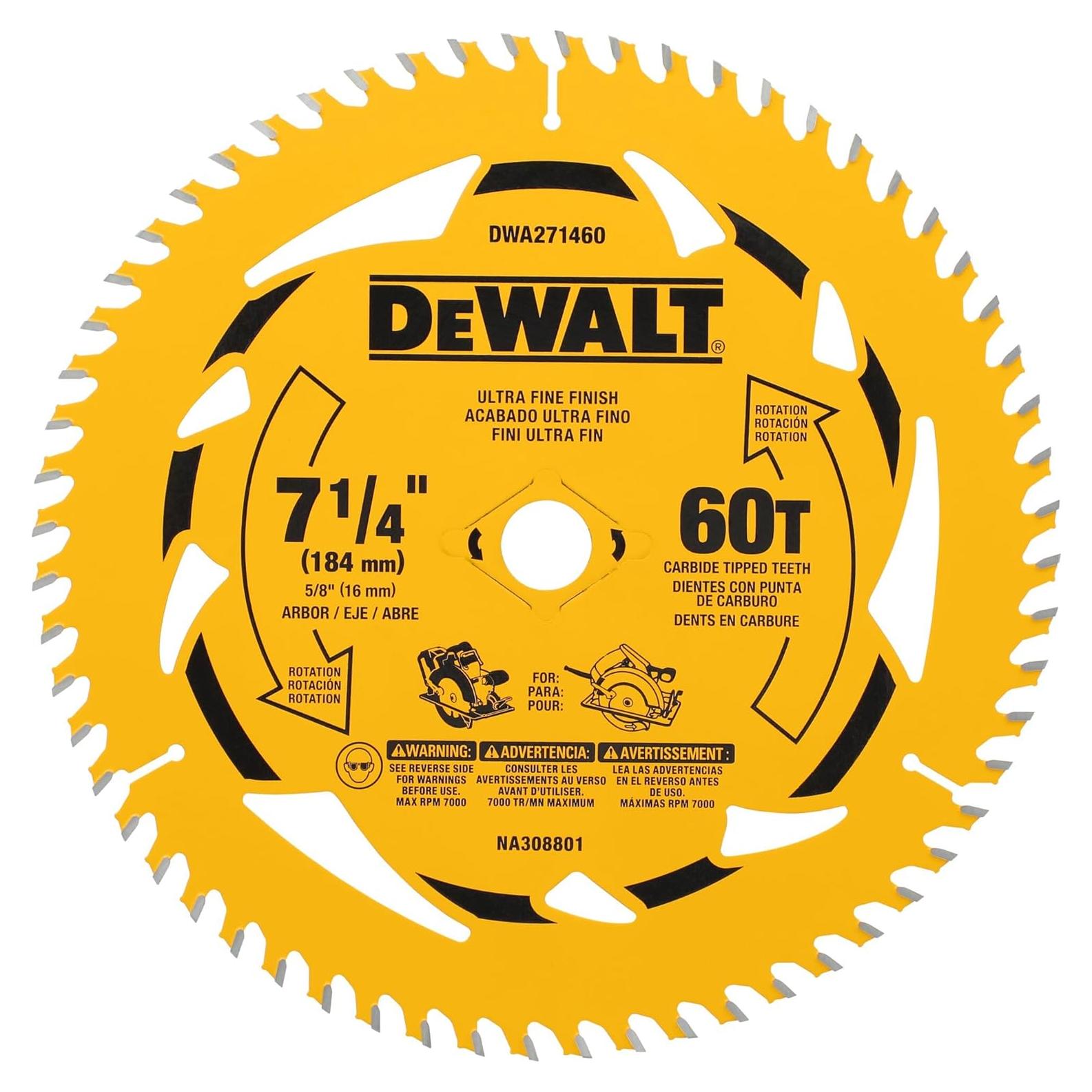 Hoja de sierra circular DEWALT 7-1/4" 60T DWA271460