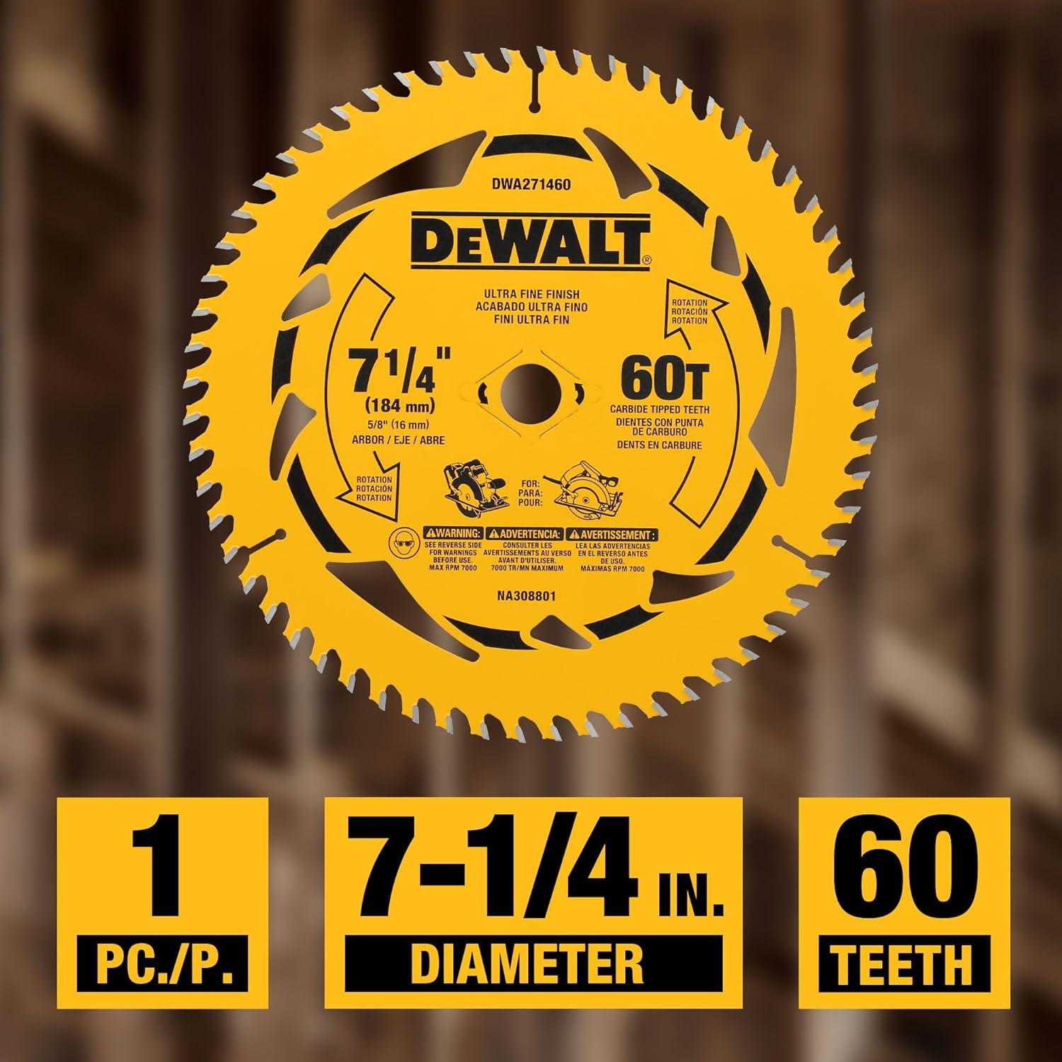 Hoja de sierra circular DEWALT 7-1/4" 60T DWA271460