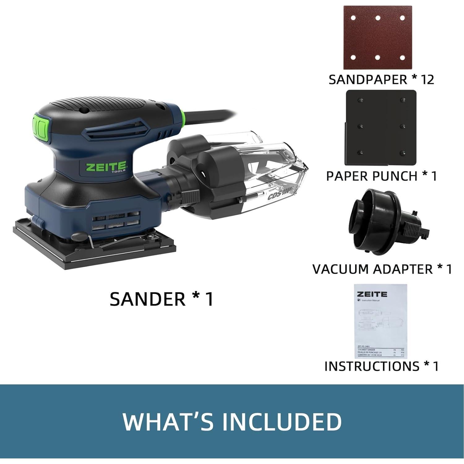 Lijadora Eléctrica de Palma ZEITE 2.4 Amp 14000 OPM 12 Pzs