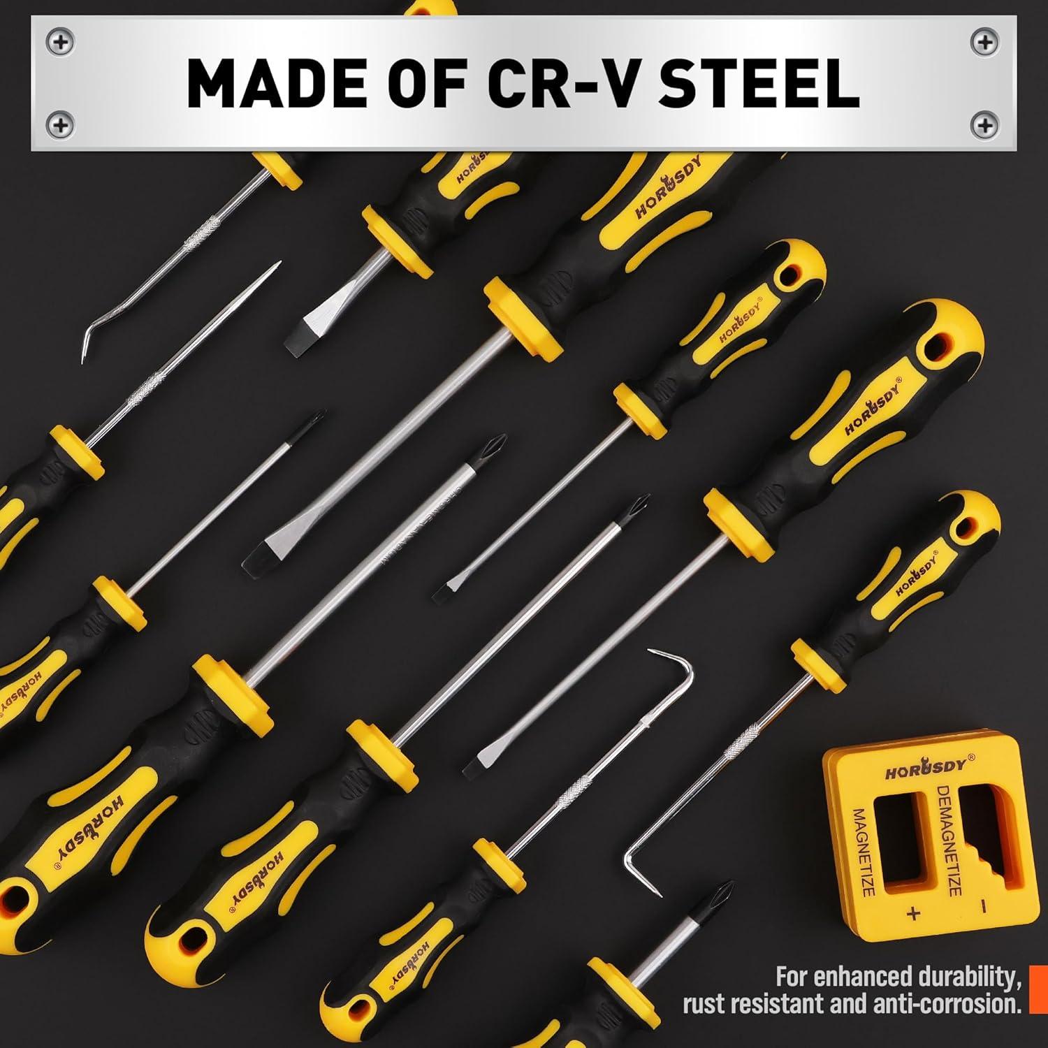 Juego de Destornilladores 13 Piezas HORUSDY con Punta Magnética