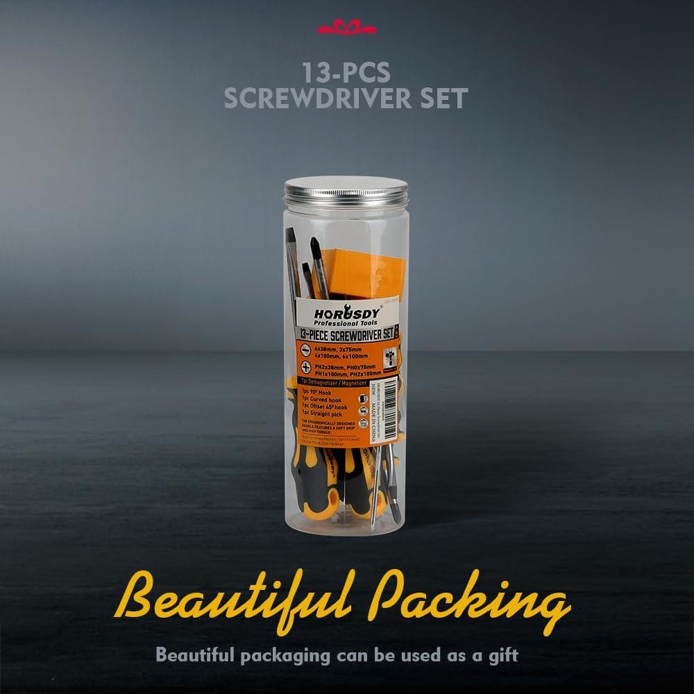 Juego de Destornilladores 13 Piezas HORUSDY con Punta Magnética