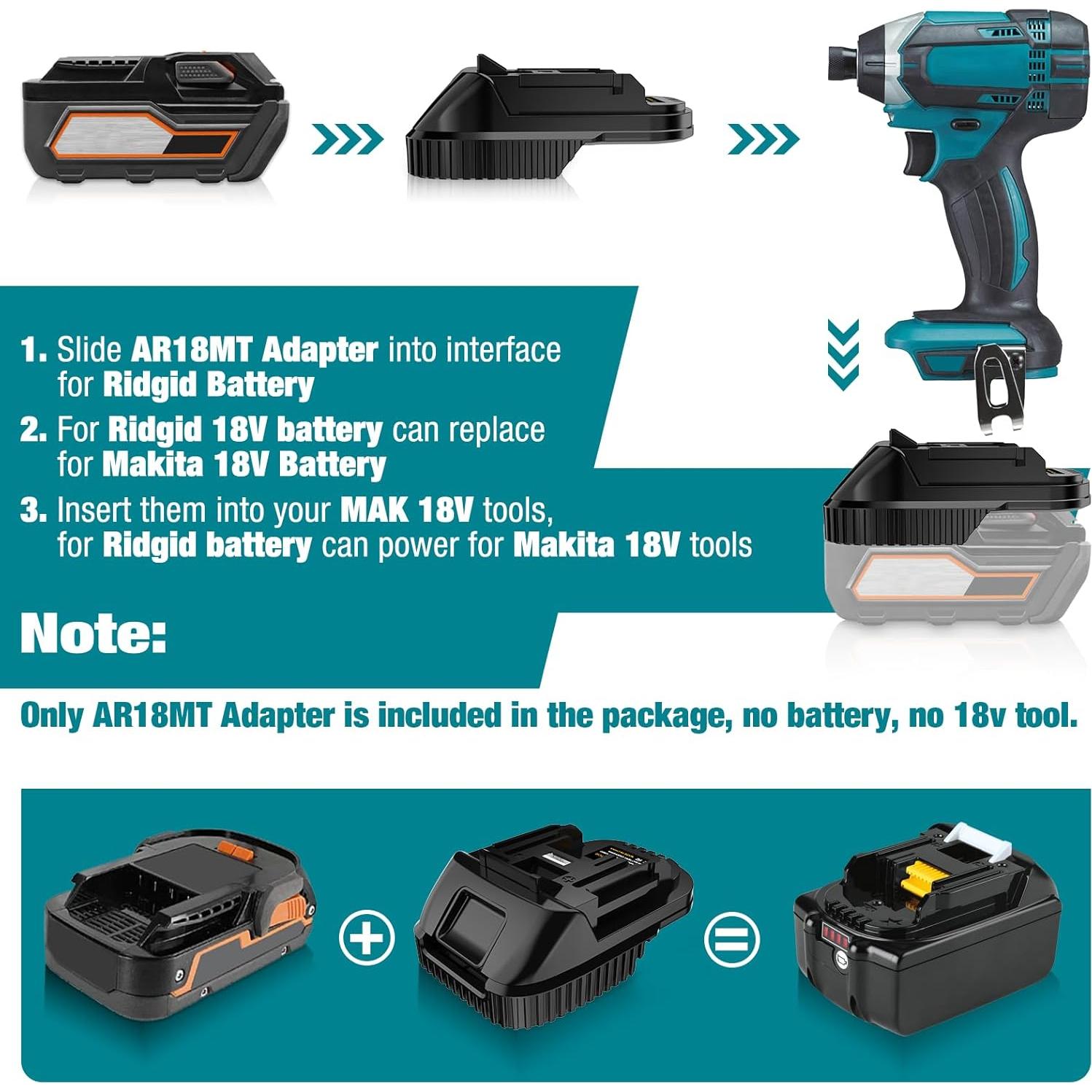 Adaptador de Batería 18V Li-ion NUOGEDZ para Makita y Ridgid