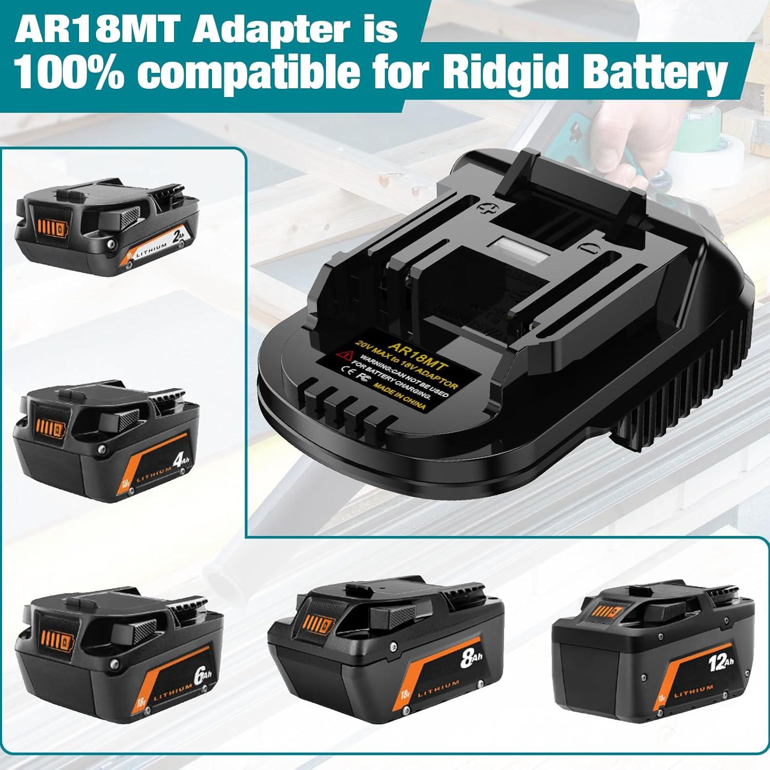 Adaptador de Batería 18V Li-ion NUOGEDZ para Makita y Ridgid