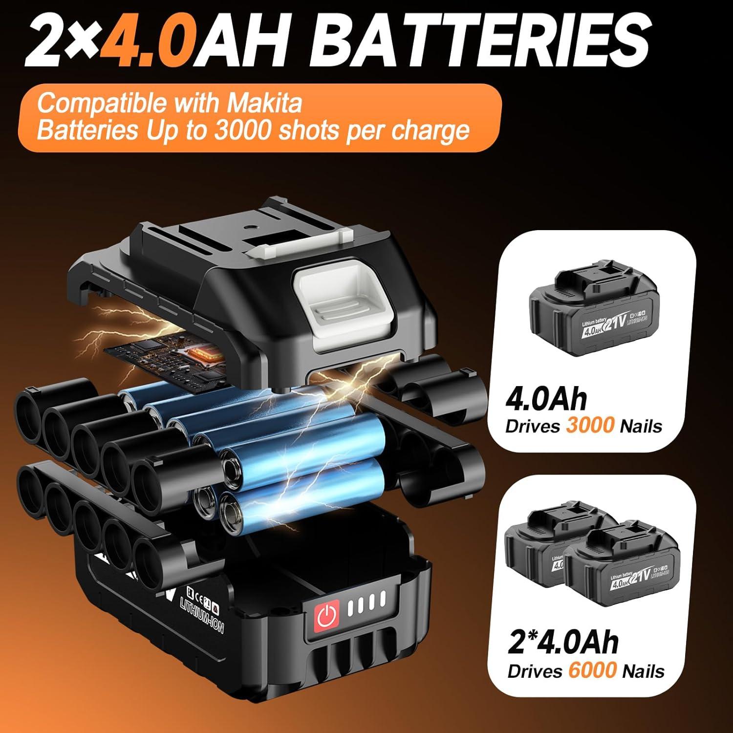 Pistola de Clavos Inalámbrica Labfintom 2-en-1 4.0Ah 18 Gauge