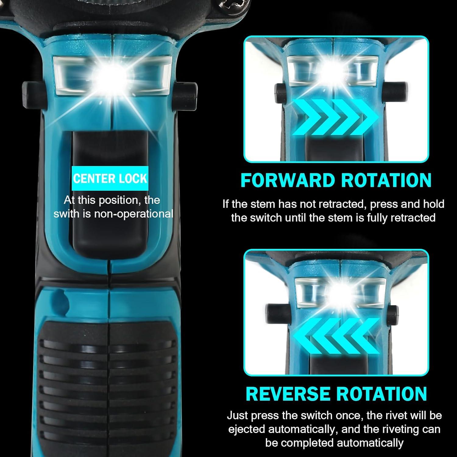 Pistola de Remaches Inalámbrica ZUYIYI 18V Sin Batería