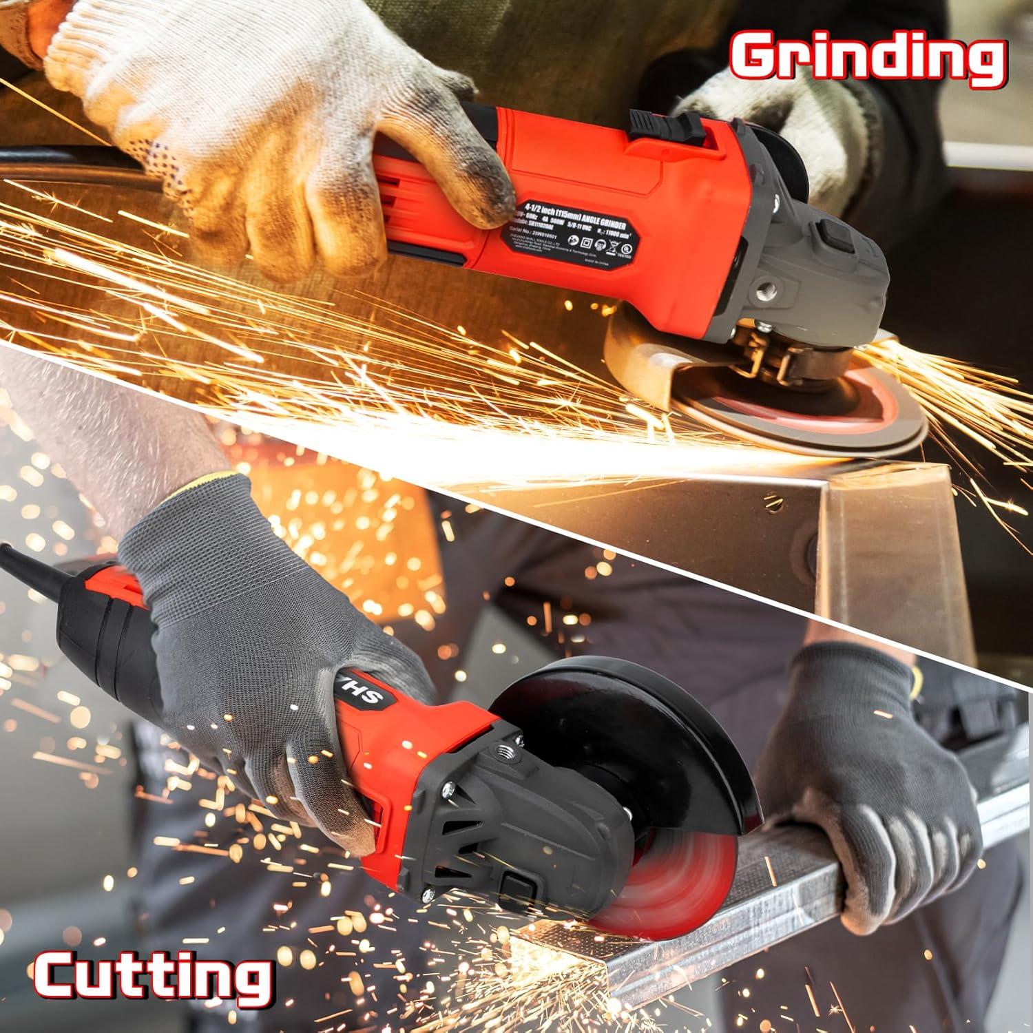 Amoladora Angular SHALL 4-1/2" 11000 RPM 4A con Accesorios