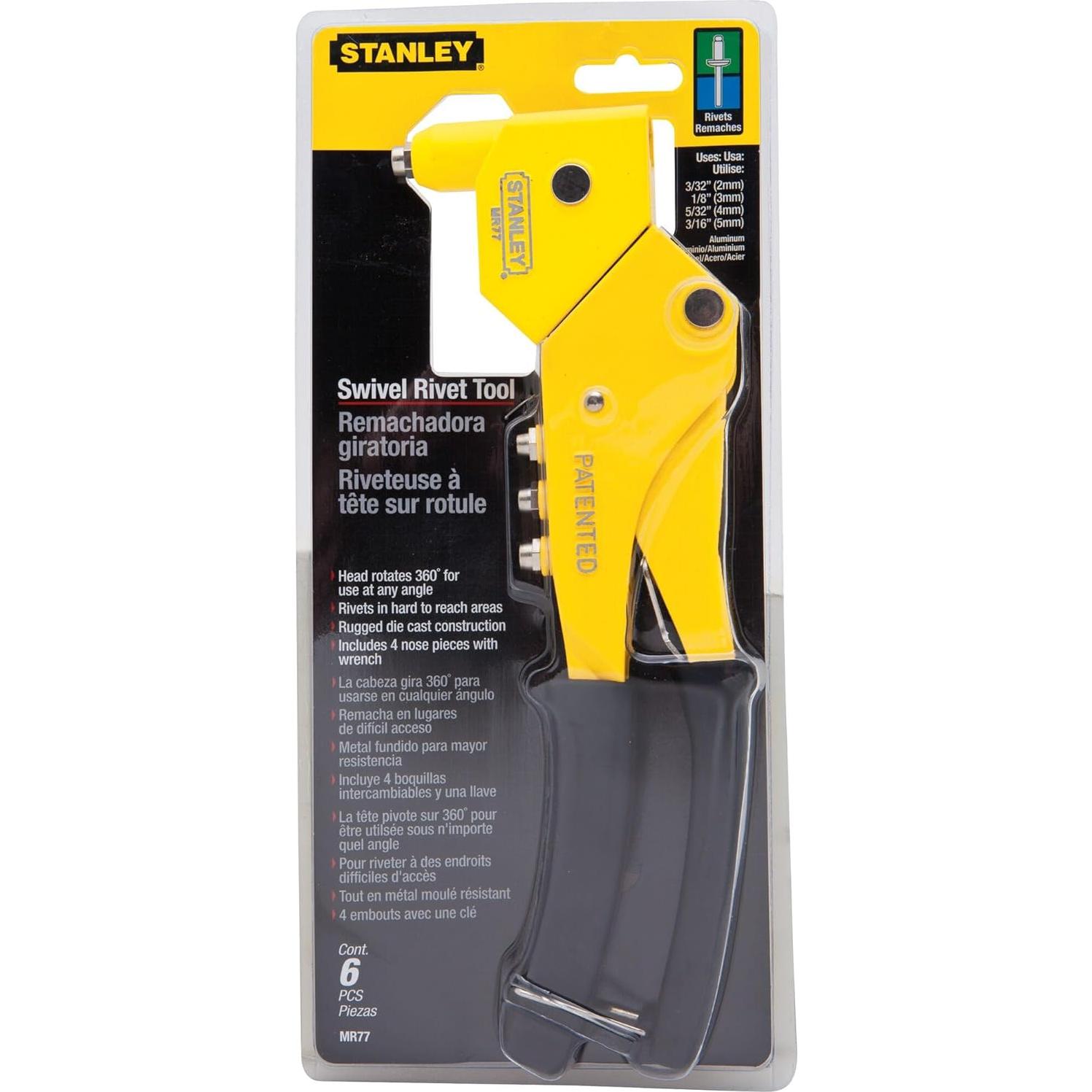 Remachadora Stanley MR77 360° Acero Completo 4 Boquillas