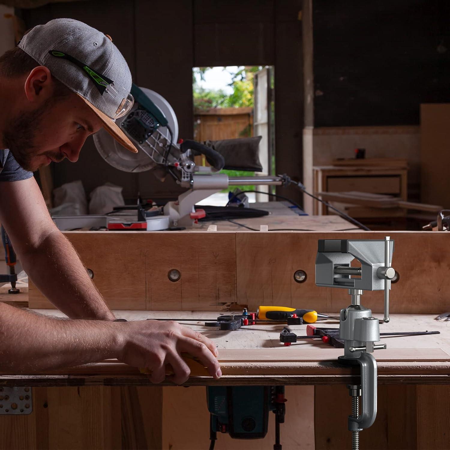 Morsa de Mesa ZTUKOMN 2 en 1 Rotación 360° Aluminio 7.62 cm