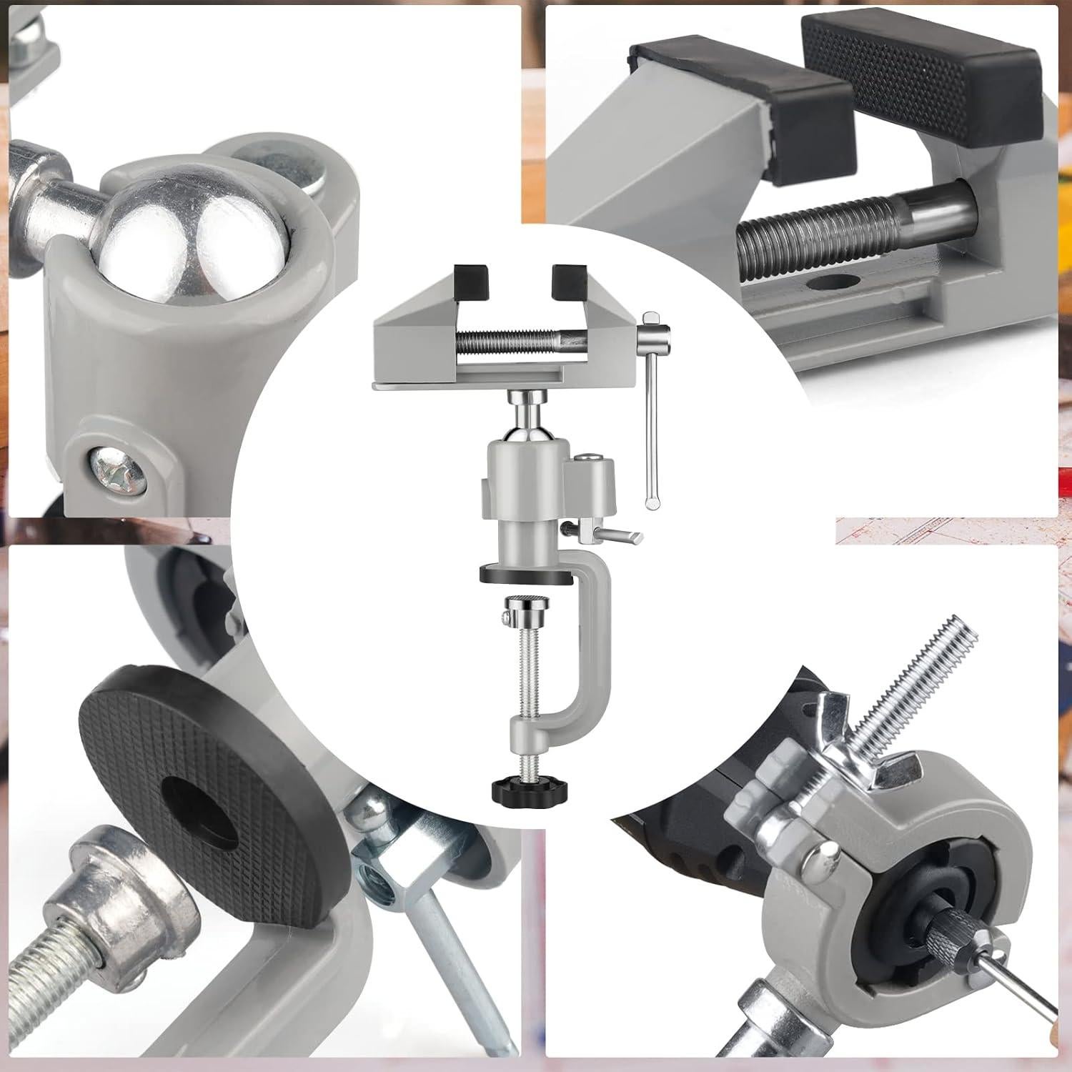 Morsa de Mesa ZTUKOMN 2 en 1 Rotación 360° Aluminio 7.62 cm