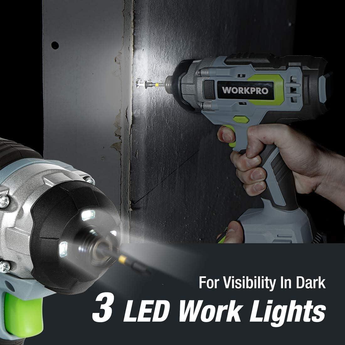 Taladro Inalámbrico WORKPRO 20V con Destornillador y 2 Baterías