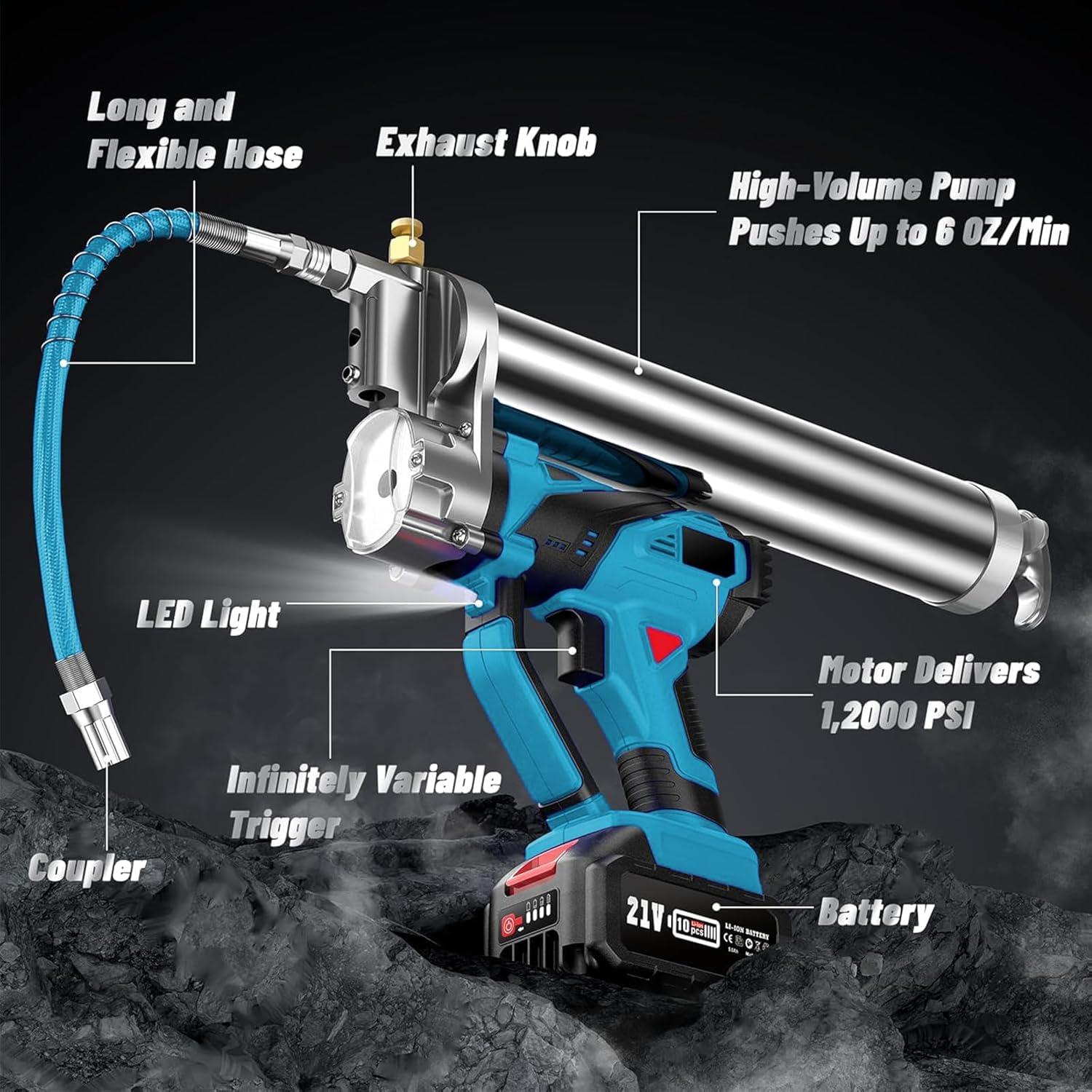 Pistola de Grasa Eléctrica NAOKEV HQ-29 10000 PSI 4.18 kg
