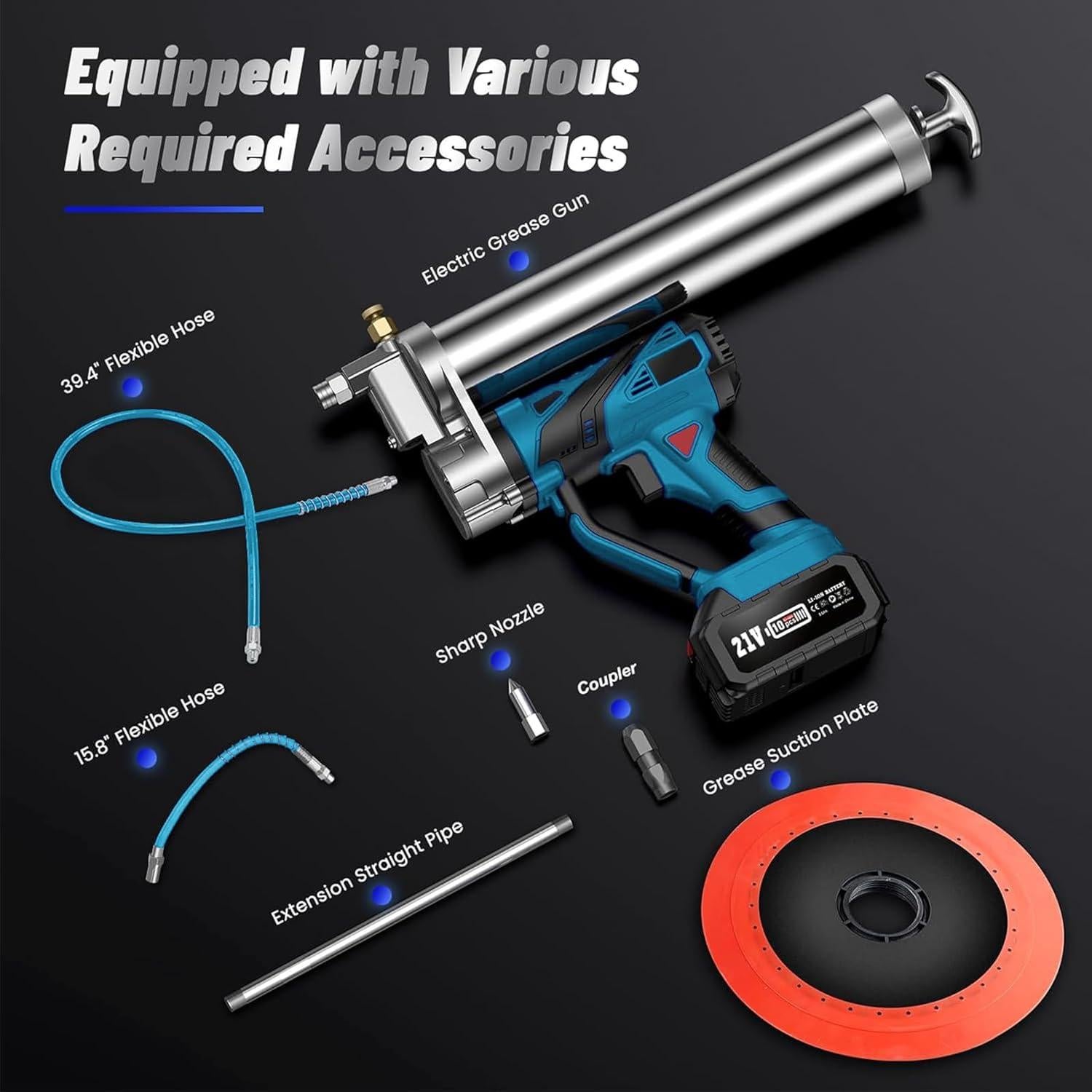 Pistola de Grasa Eléctrica NAOKEV HQ-29 10000 PSI 4.18 kg