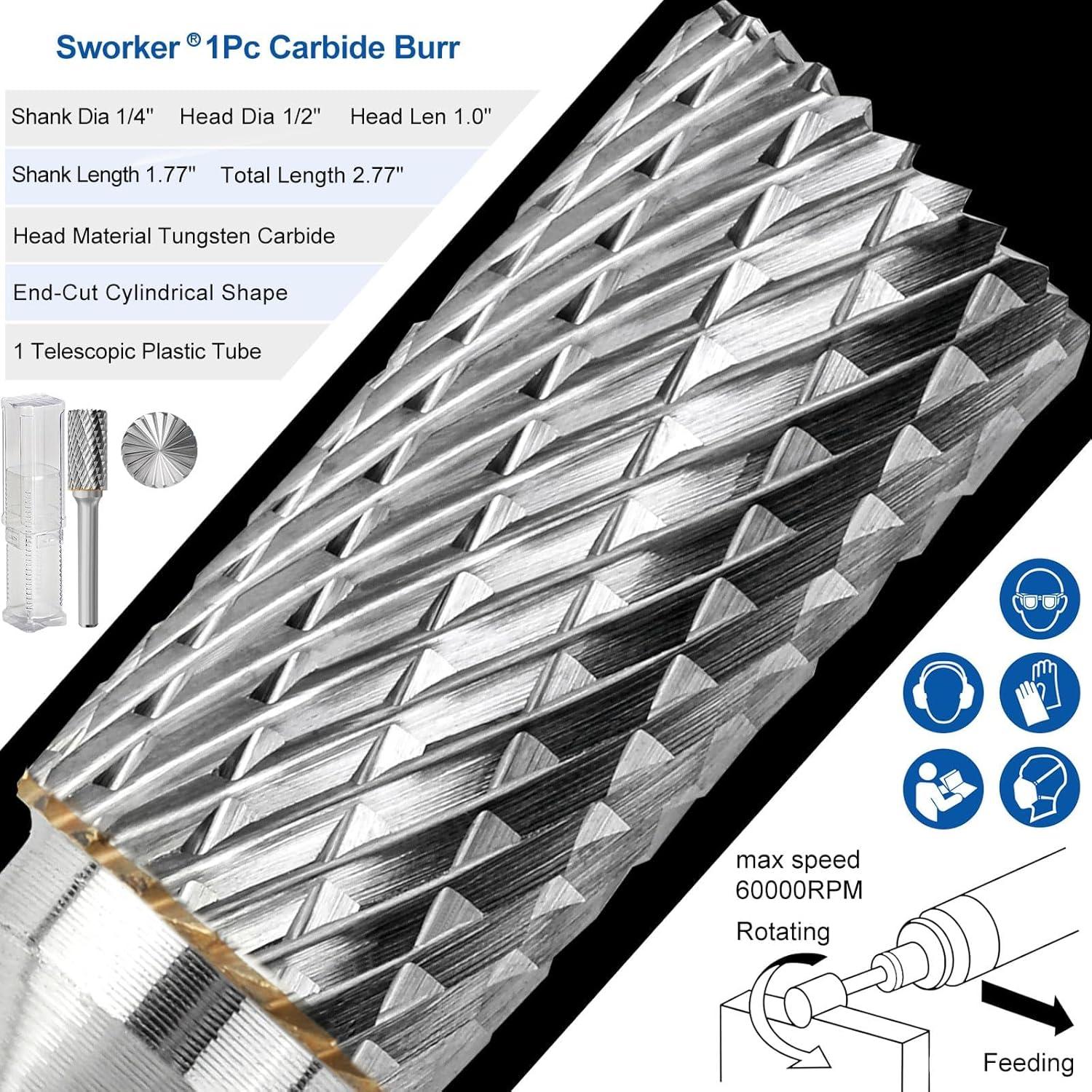 Juego de Fresas de Carburo Sworker 2 Pcs 1/4" Mango 12.7mm