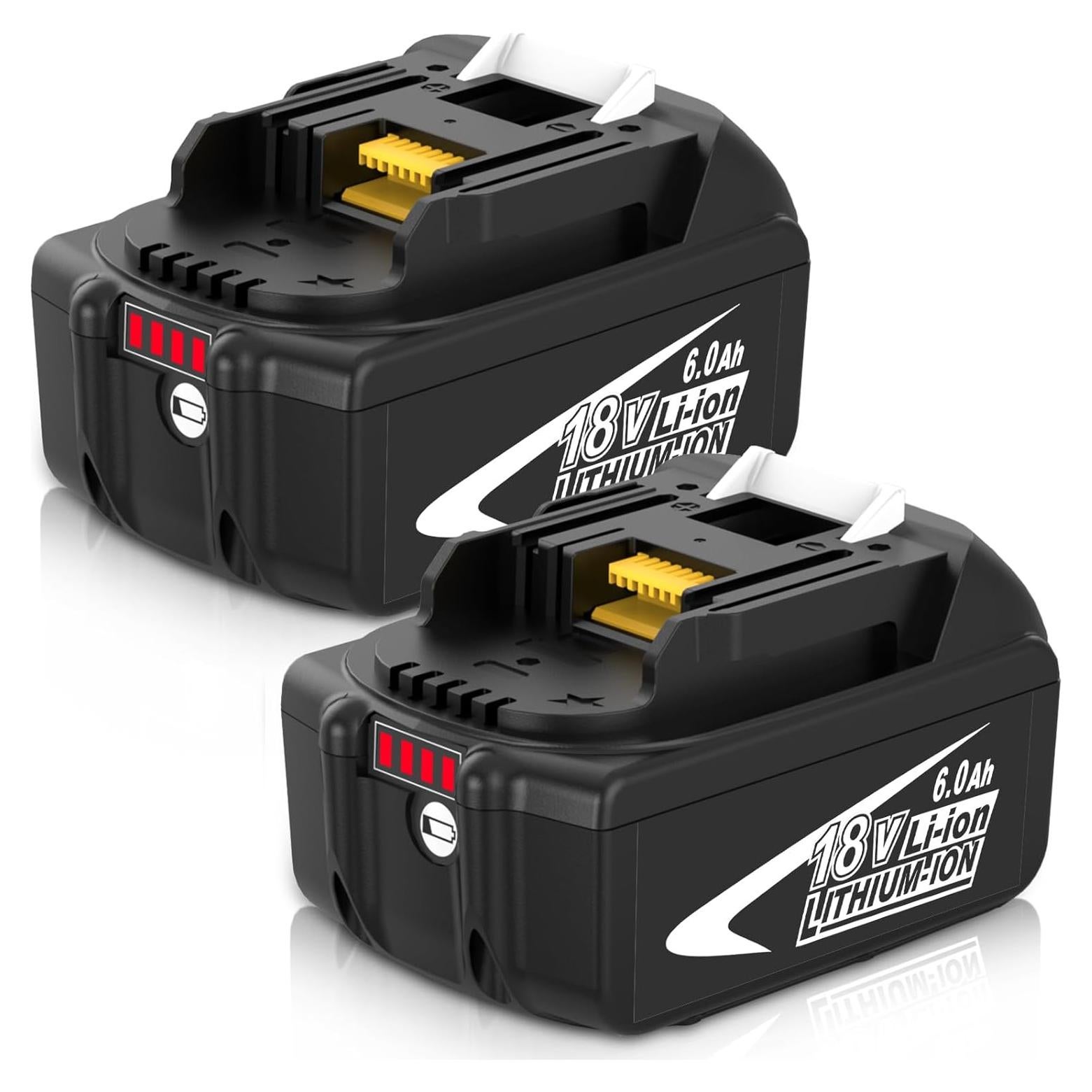 2 Baterías de Litio 18V 6000mAh Forrat BL1860B Compatible