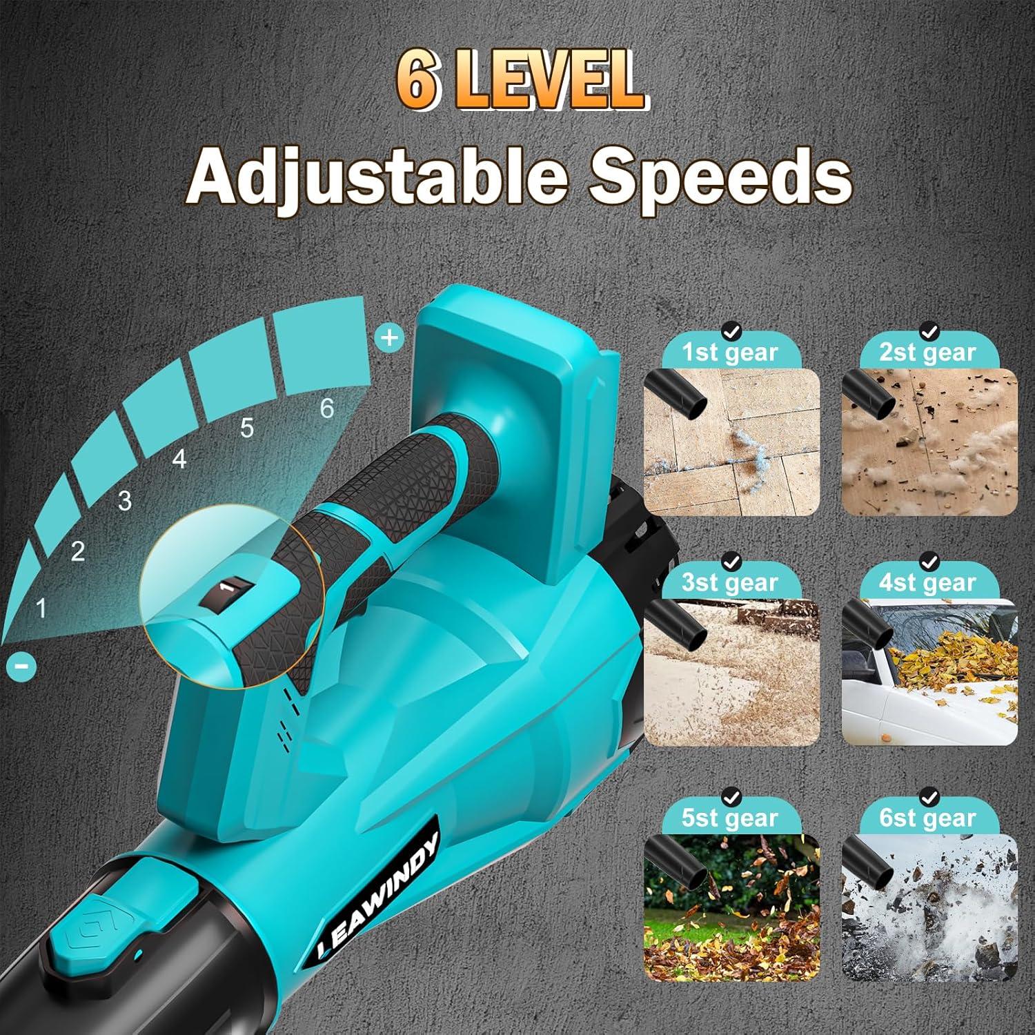 Soplador de Hojas Inalámbrico LEAWINDY 18V 500 CFM Liviano