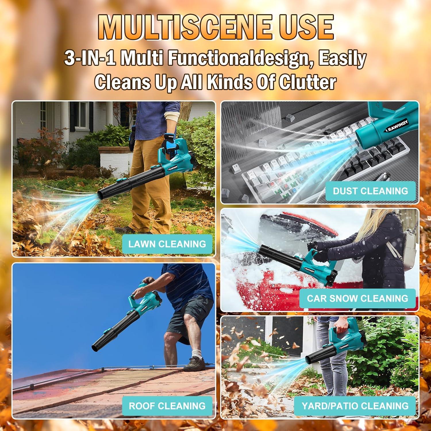 Soplador de Hojas Inalámbrico LEAWINDY 18V 500 CFM Liviano