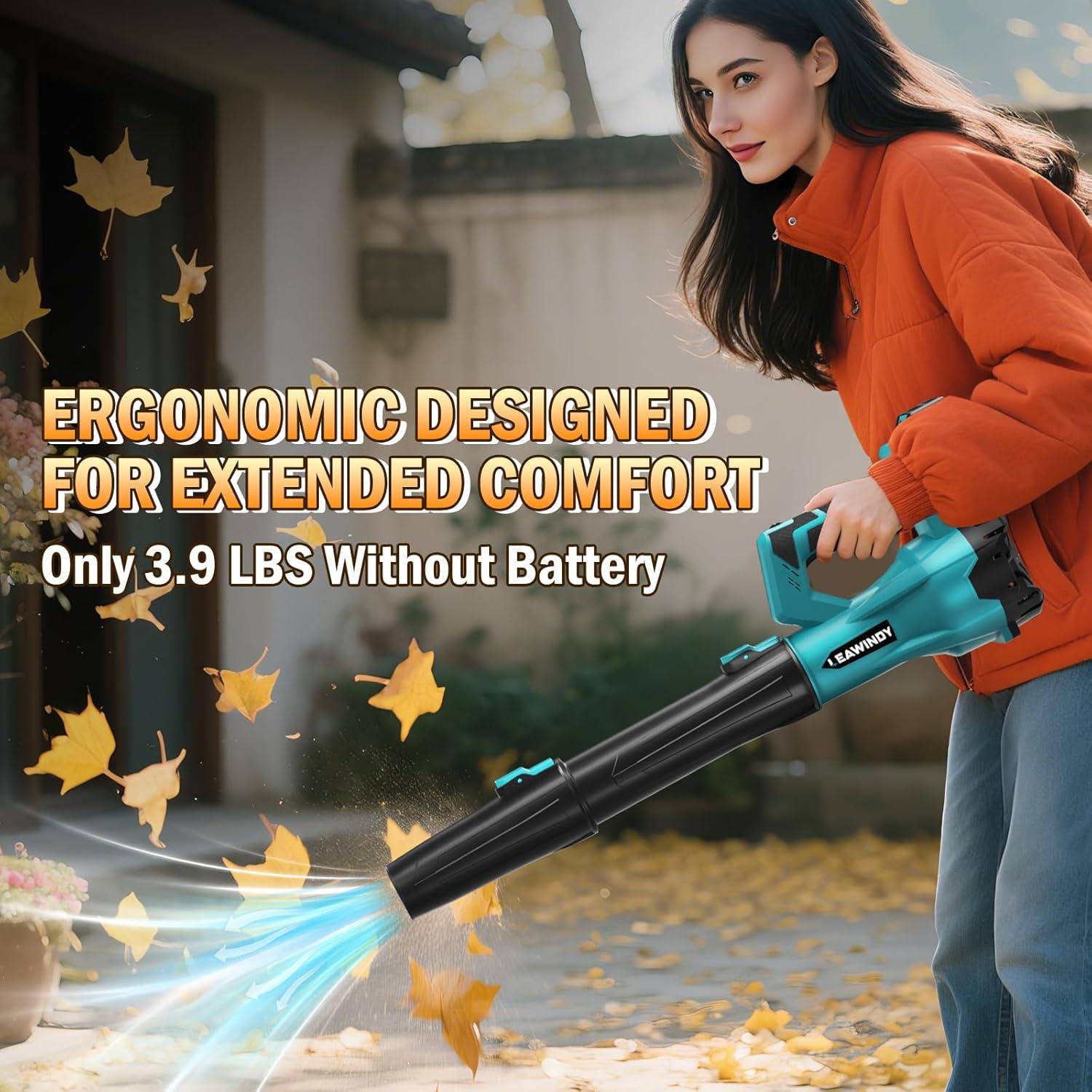 Soplador de Hojas Inalámbrico LEAWINDY 18V 500 CFM Liviano