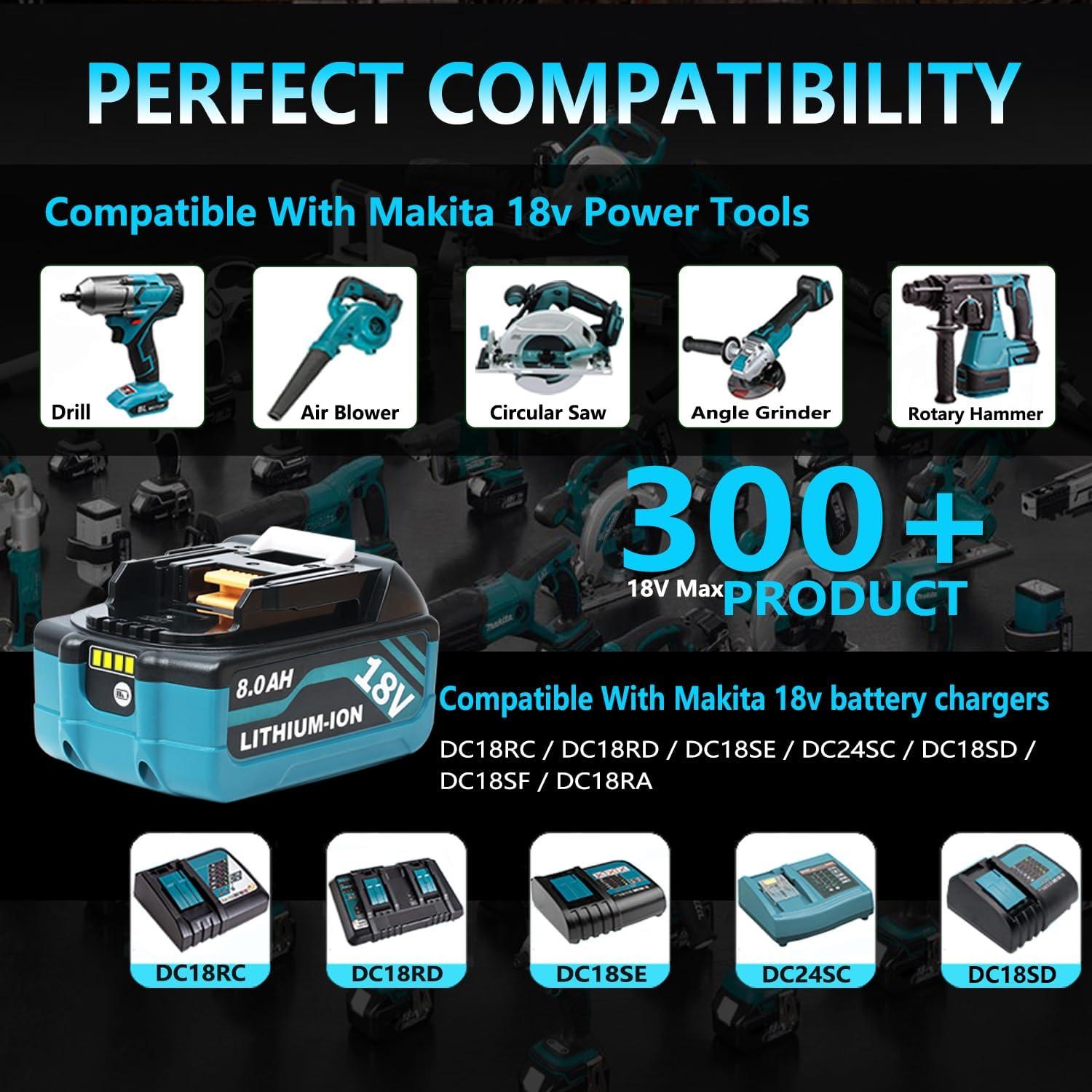 Batería de Reemplazo 18V 8000mAh HAPPLYS para Makita - Paquete de 4