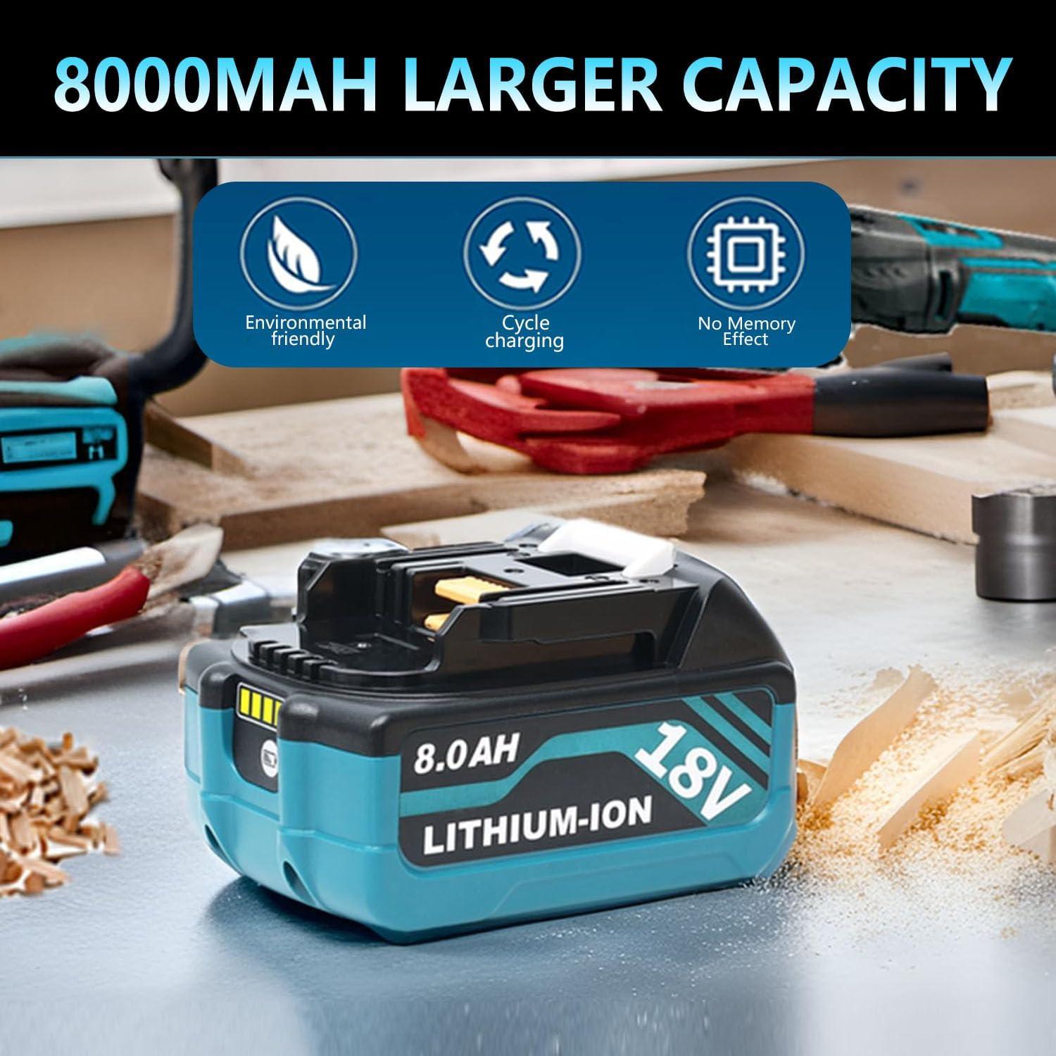 Batería de Reemplazo 18V 8000mAh HAPPLYS para Makita - Paquete de 4