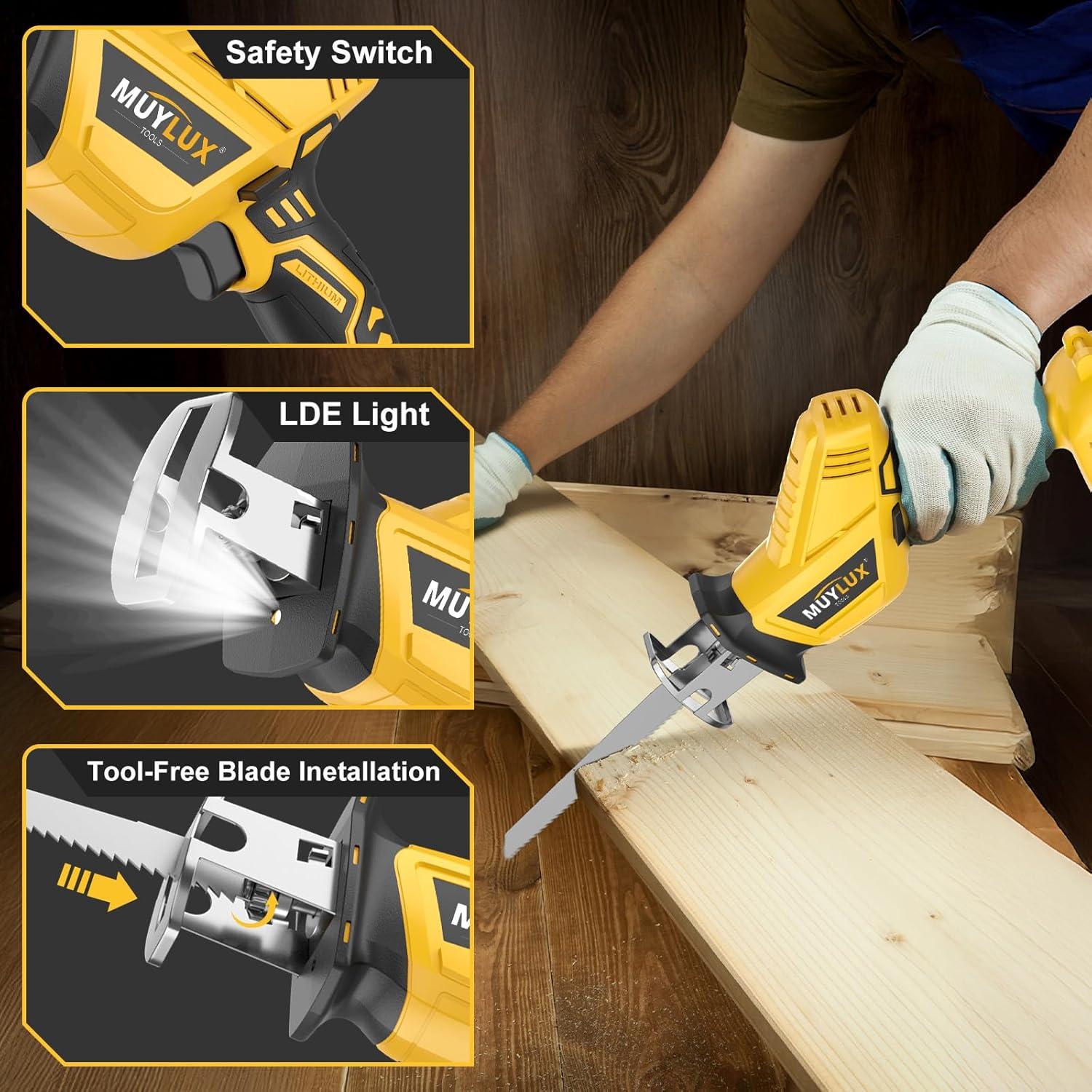 Sierra Recíproca Inalámbrica Muylux 20V con 4 Cuchillas