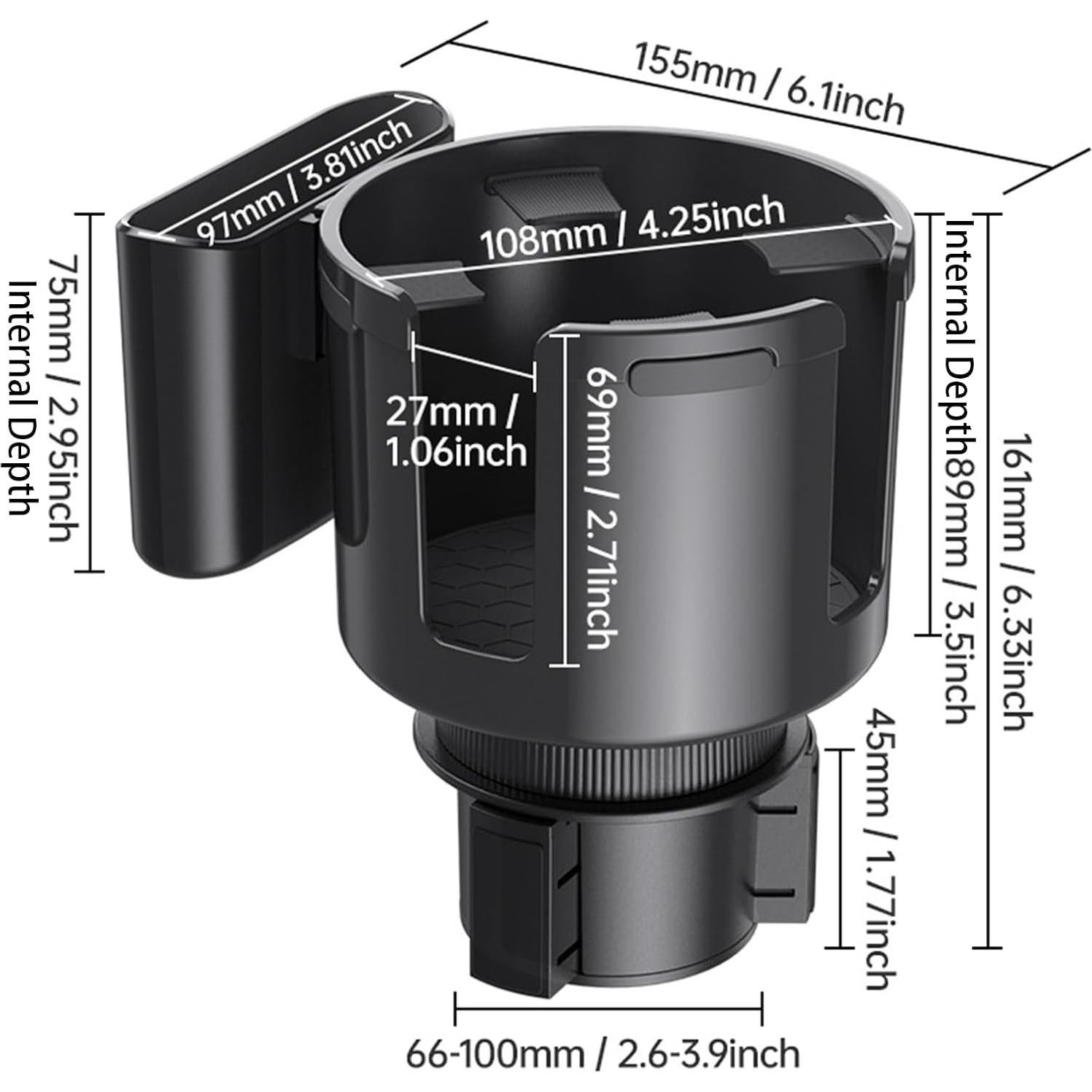 Adaptador Soporte para Taza y Teléfono Nayubo Negro 10.2 cm