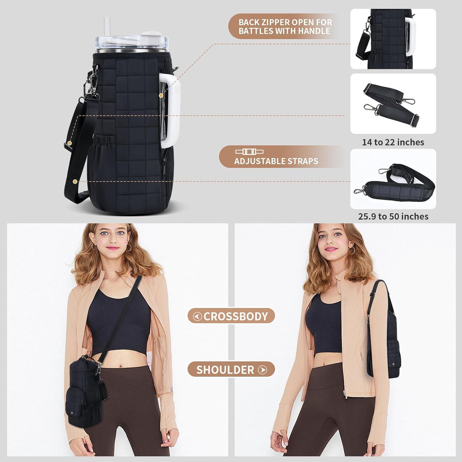 Bolsa Portabotellas Aislada BYXEPA Negra 1.18L con Bolsillo