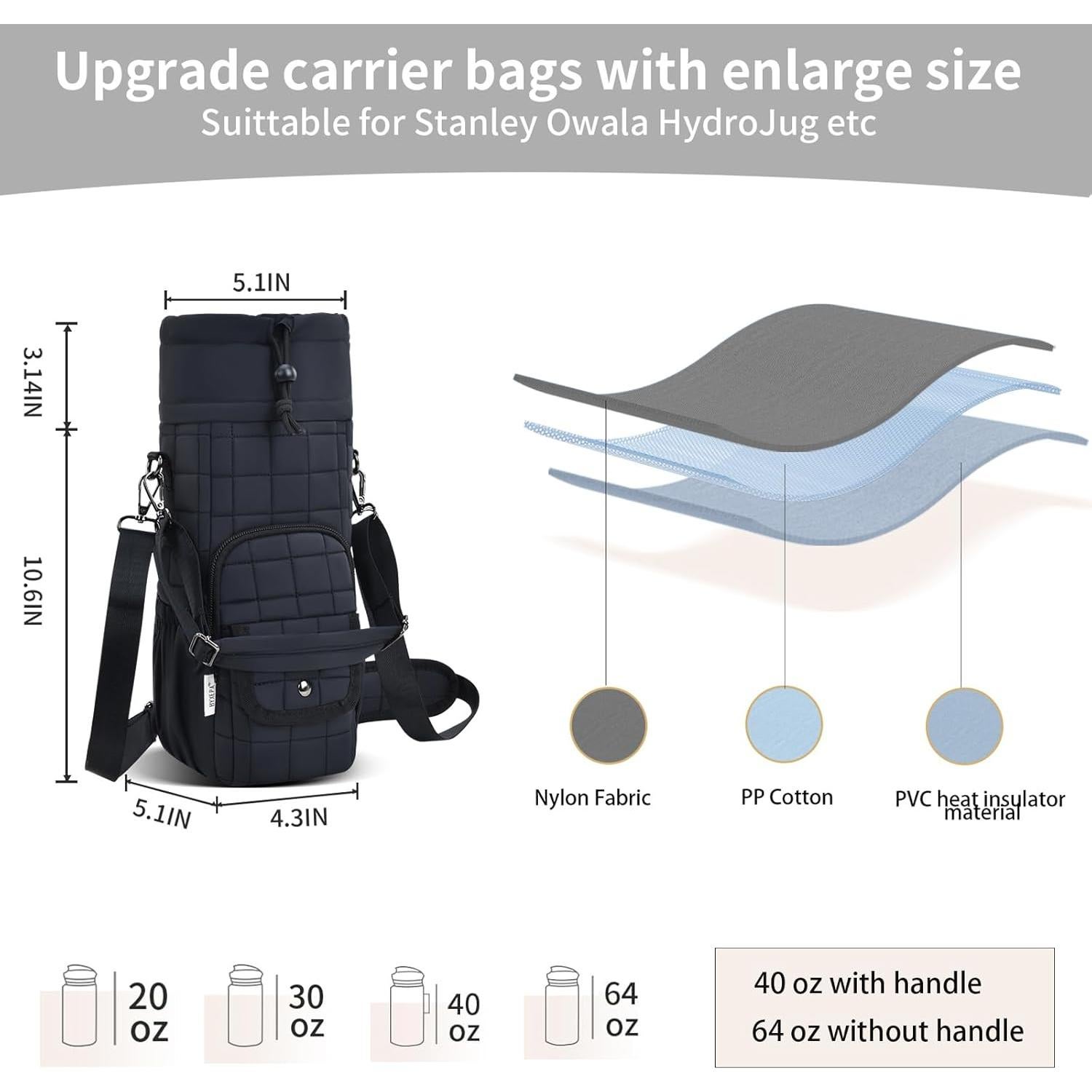 Bolsa Portabotellas Aislada BYXEPA Negra 1.18L con Bolsillo