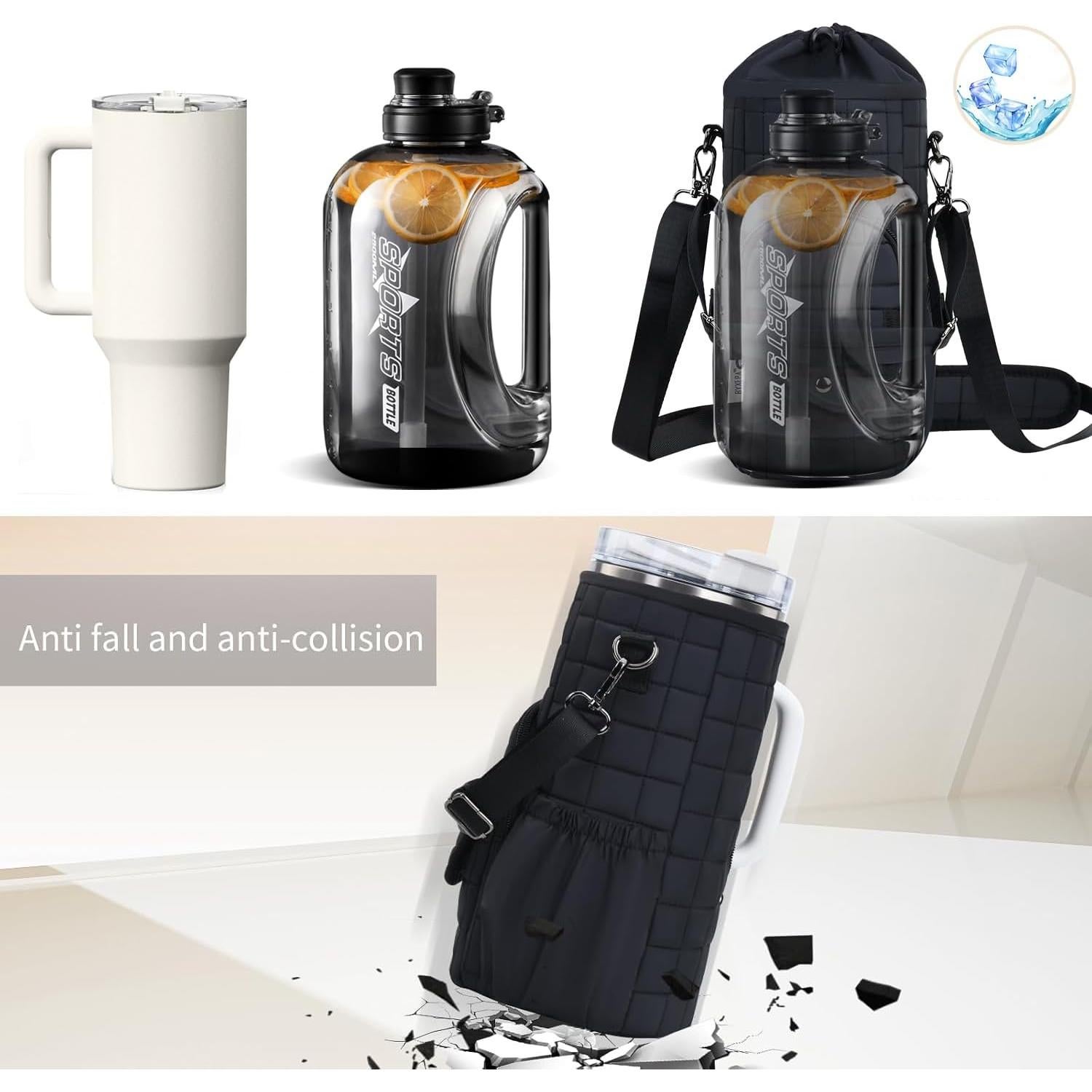 Bolsa Portabotellas Aislada BYXEPA Negra 1.18L con Bolsillo