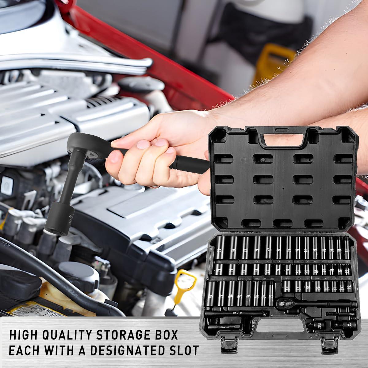 Juego de Llaves de 3/8" Sunplux 50 Piezas SAE y Métrico