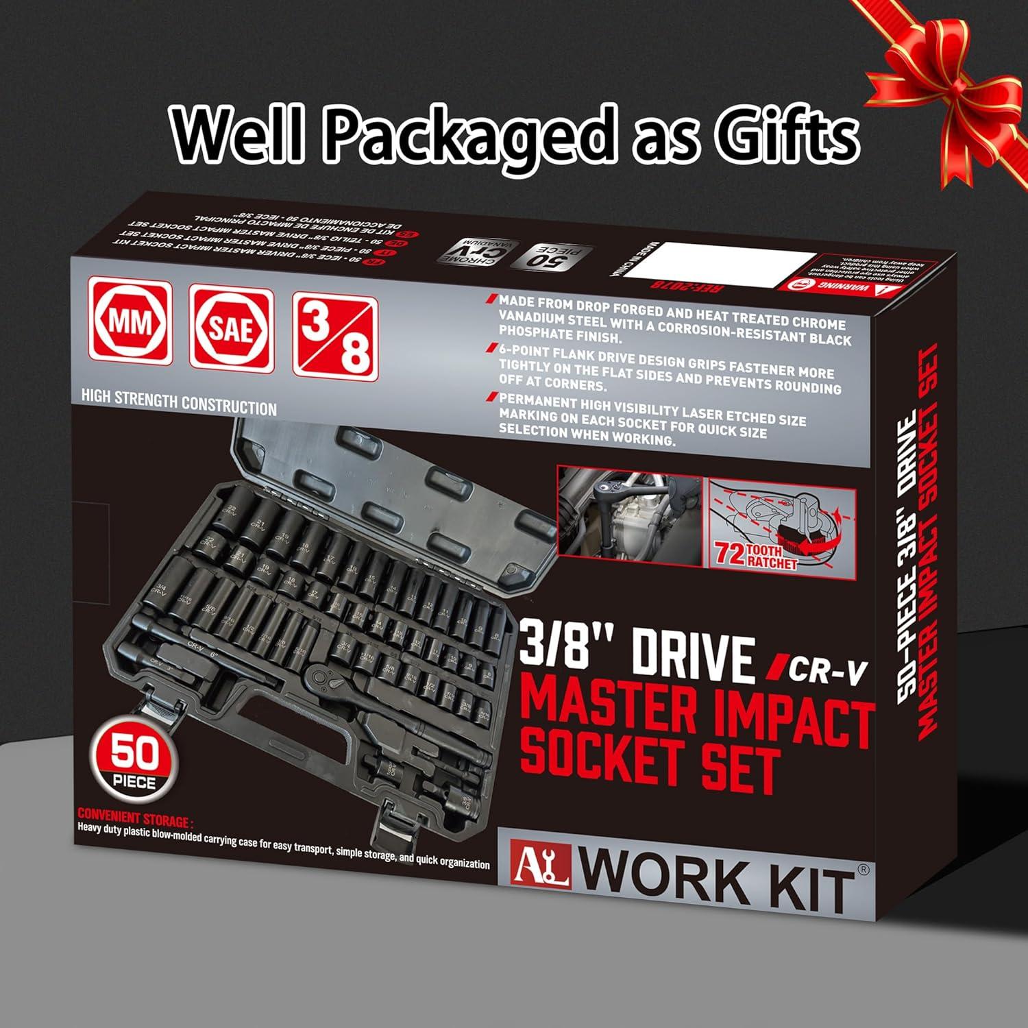 Juego de Llaves de 3/8" Sunplux 50 Piezas SAE y Métrico