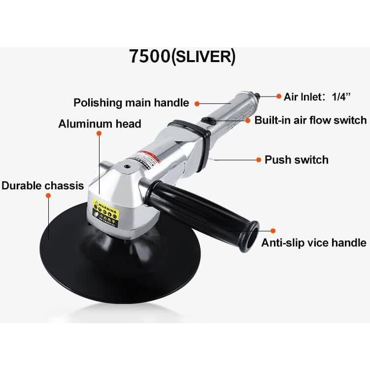 Lijadora Neumática YPCOO 7500 de 7 Pulgadas 2500 RPM