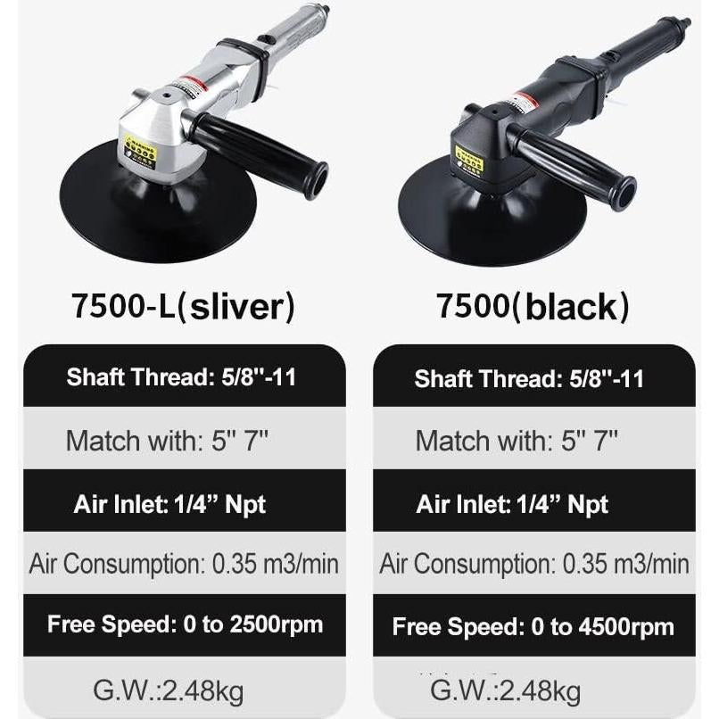 Lijadora Neumática YPCOO 7500 de 7 Pulgadas 2500 RPM