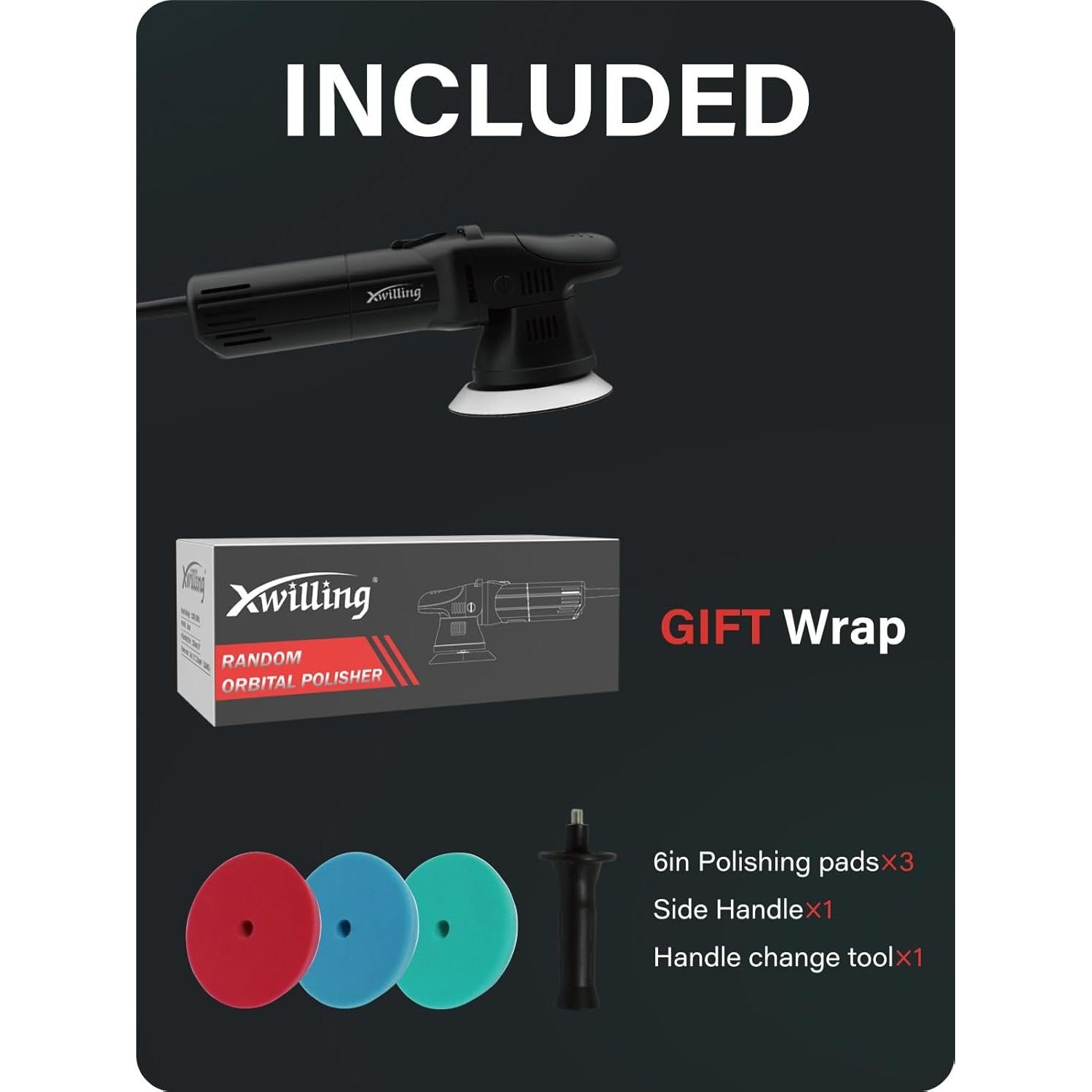 Pulidor Orbital Aleatorio XWILLING 5" 800W 6 Velocidades