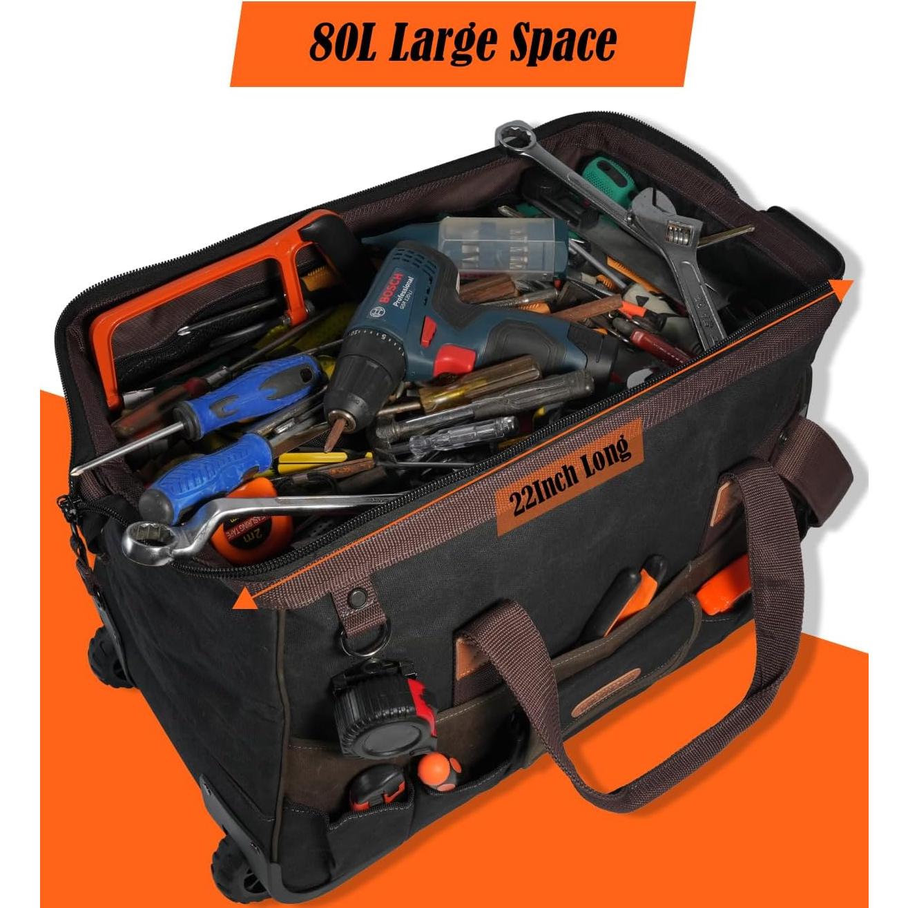 Bolsa de Herramientas Rodante WELKINLAND 22" 48 Bolsillos