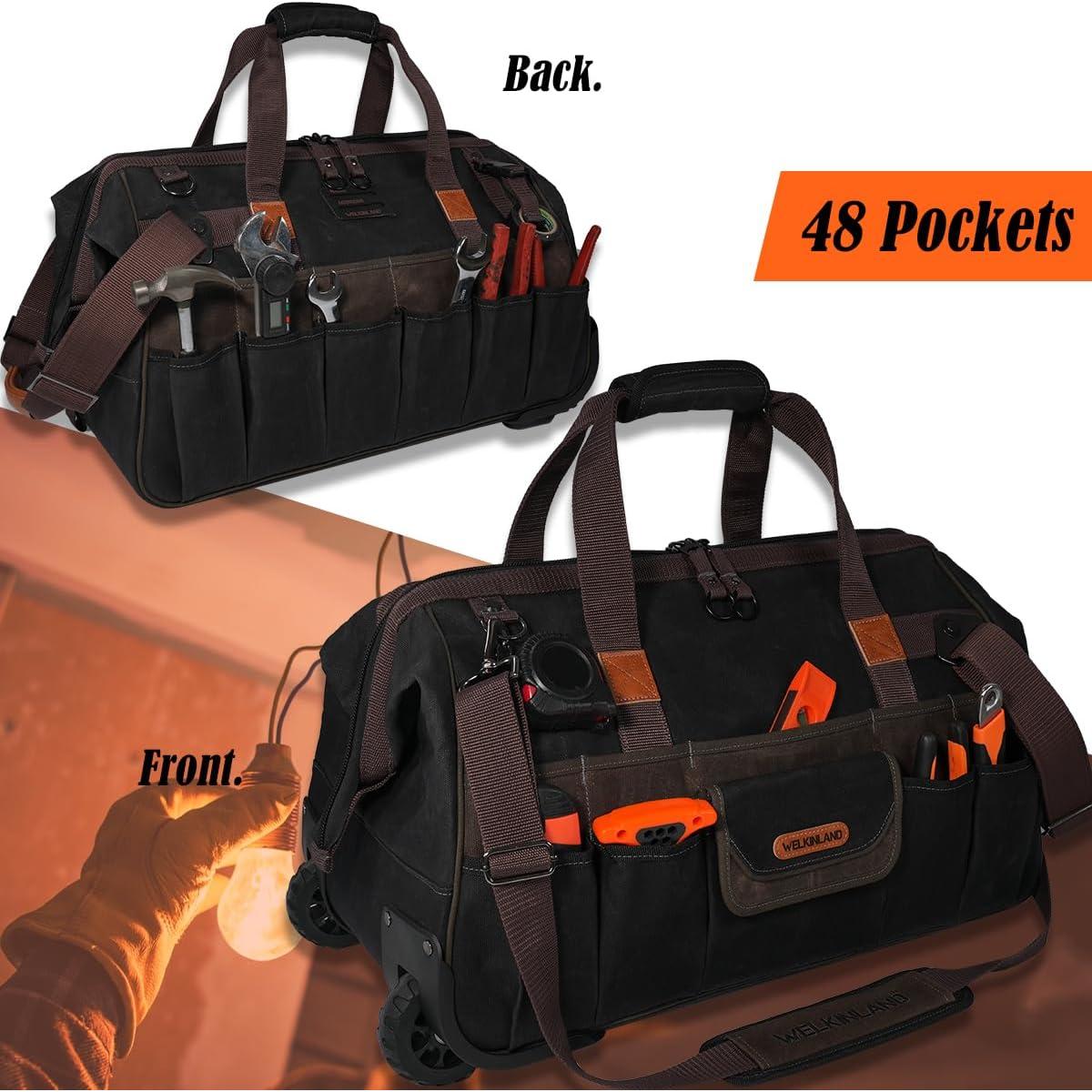 Bolsa de Herramientas Rodante WELKINLAND 22" 48 Bolsillos