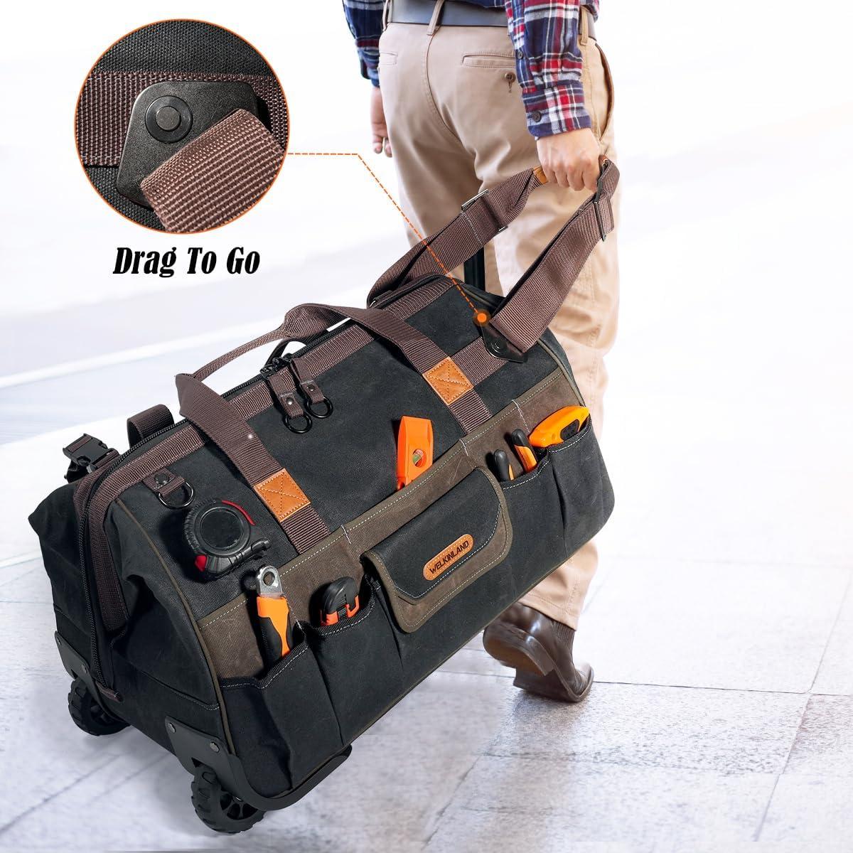 Bolsa de Herramientas Rodante WELKINLAND 22" 48 Bolsillos