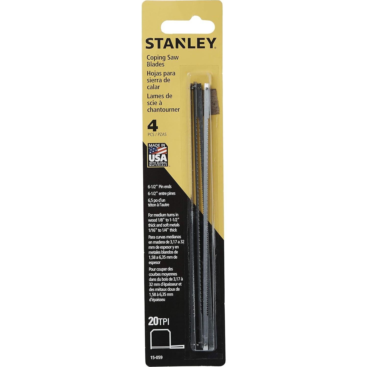 Hojas de Sierra de Coping Stanley 15-059, Paquete de 4, 16.5 cm