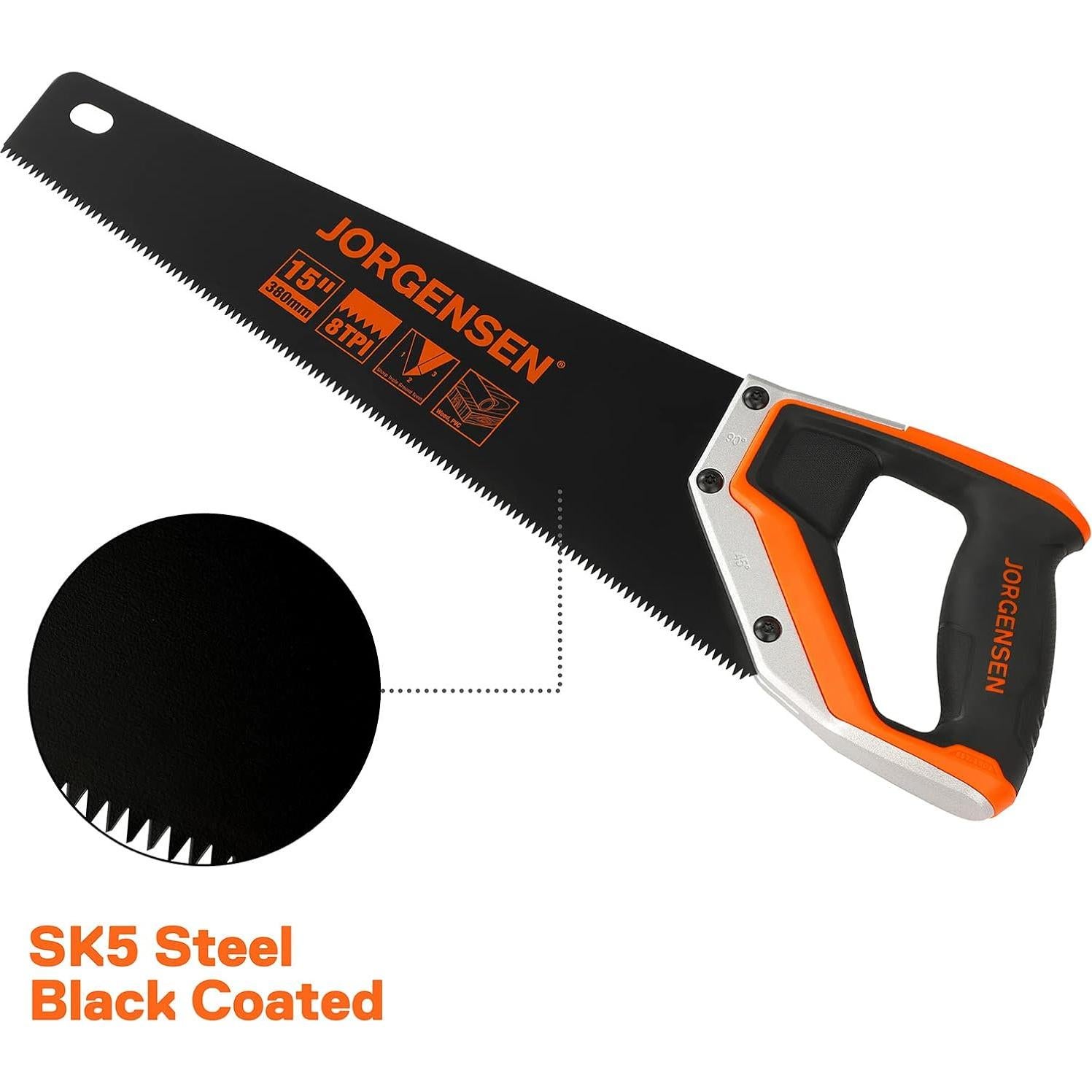 Sierra de Mano JORGENSEN 38.1 cm Acero SK5 Ergonómica